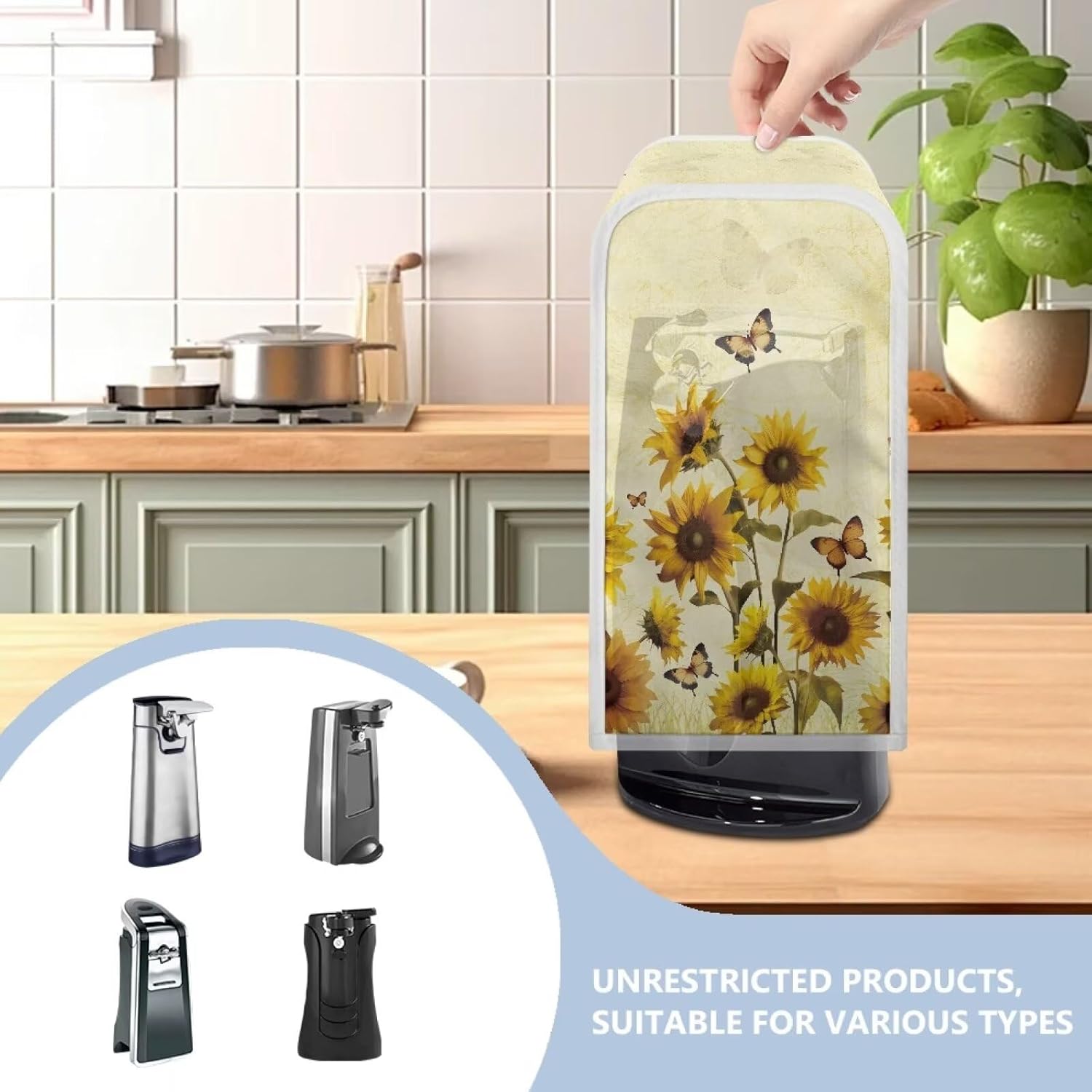 Butterfly Sunflower Can Opener Cover for Electric Openers