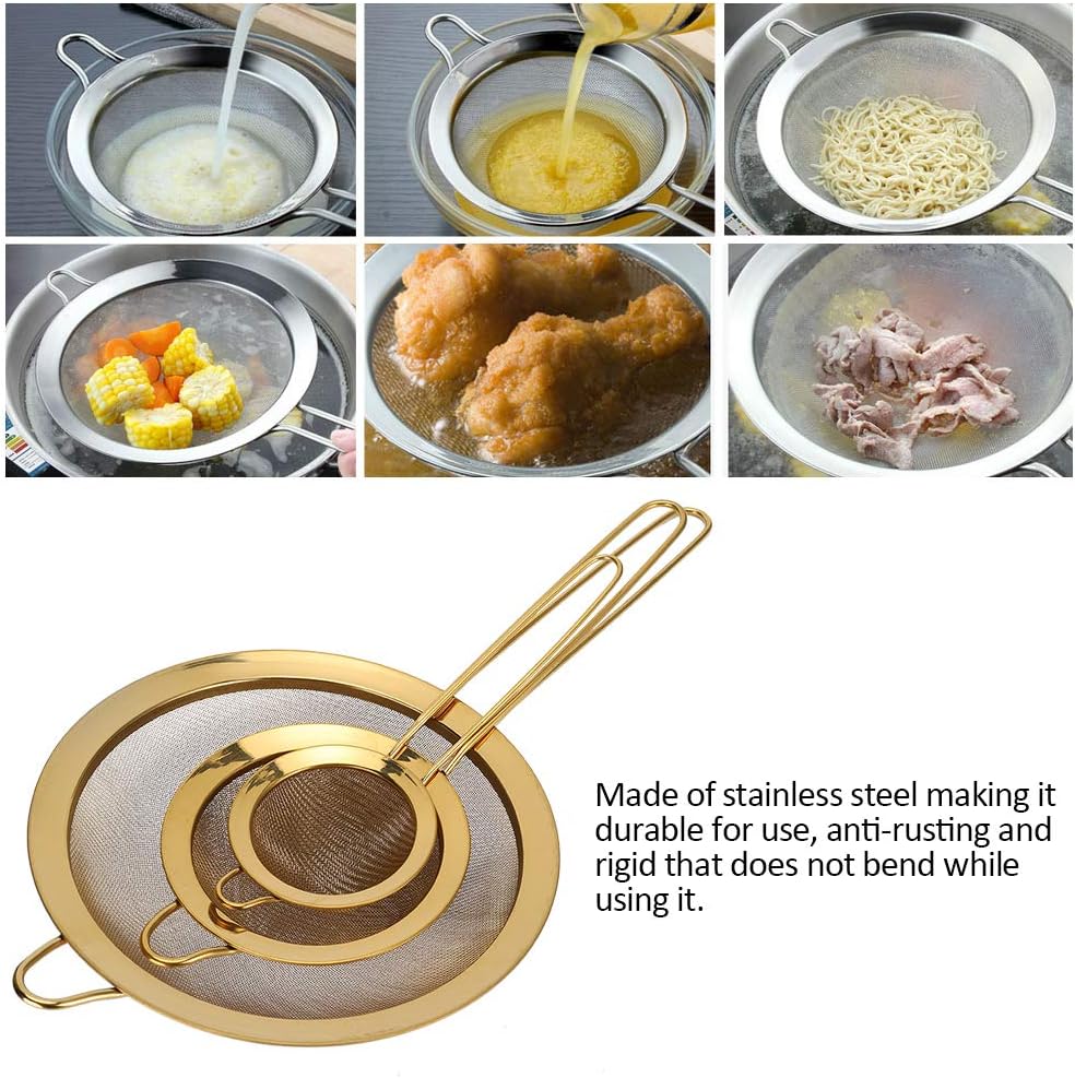JOROBURO Fine Mesh Strainer Set with Long Handle