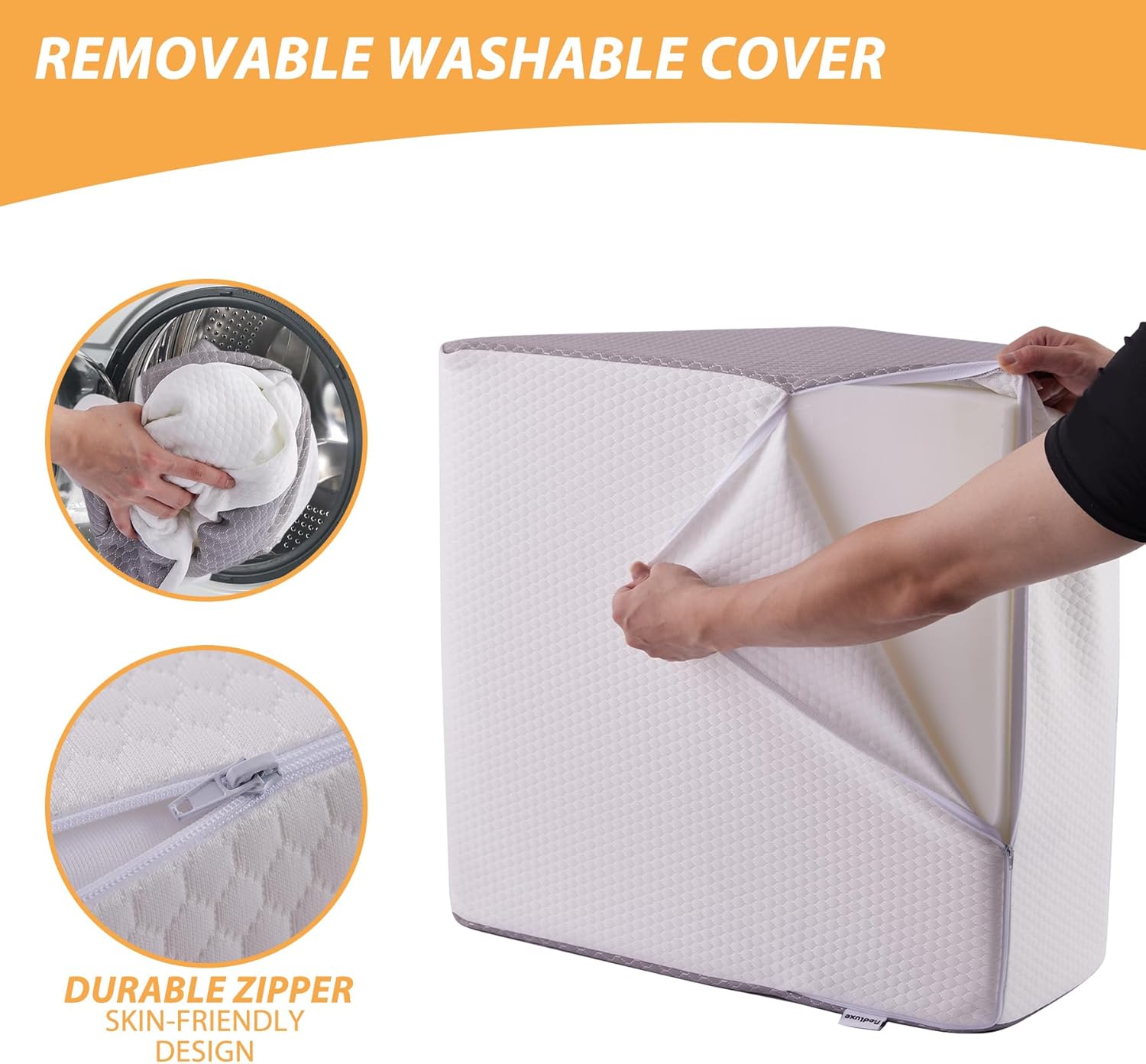 Bedluxe Leg Pillow 8 Inch Elevating Wedge for Post Surgery Swelling Relief