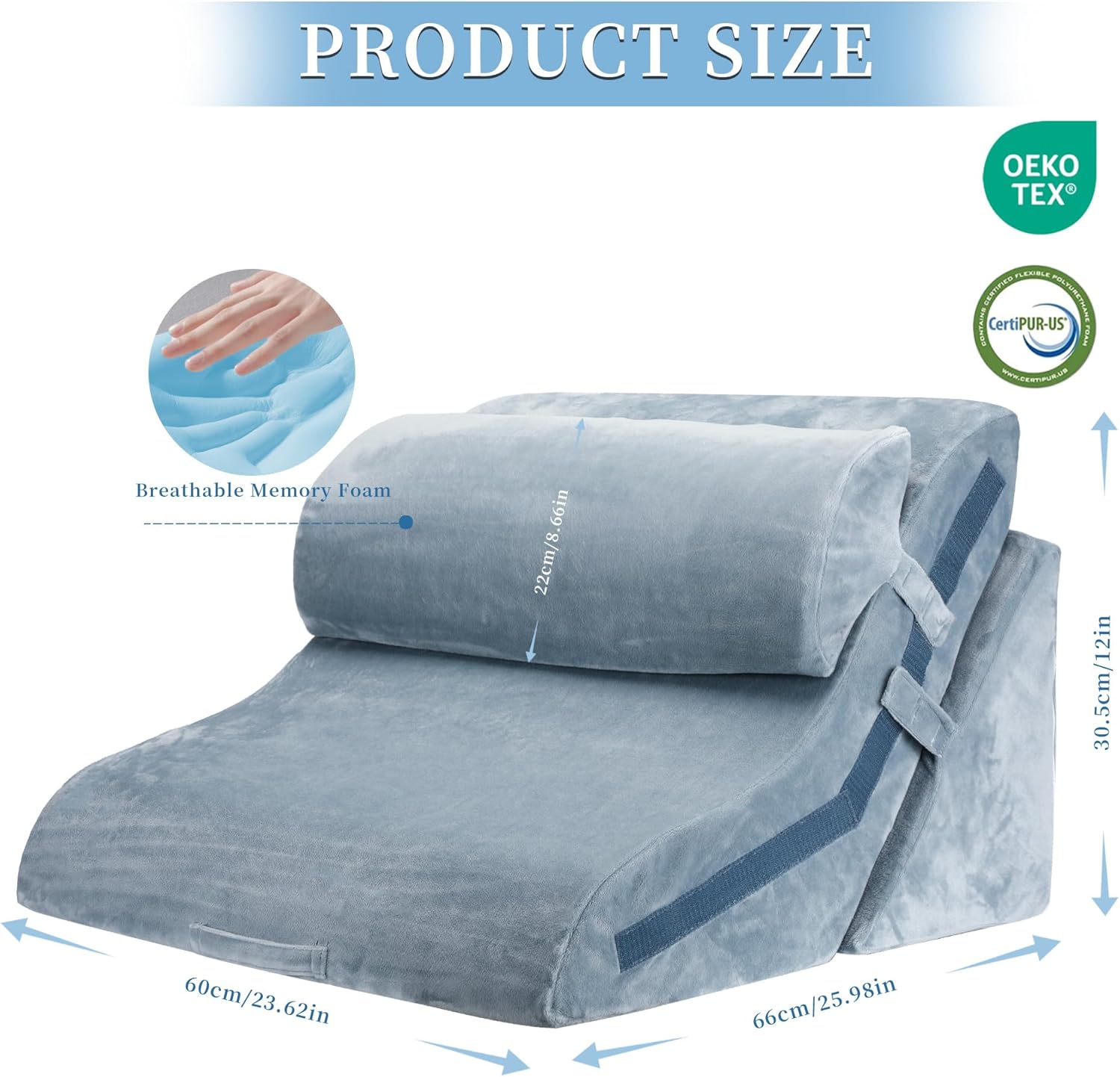 FSCGIFE 3PCS Adjustable Wedge Pillow for Sleep and Recovery