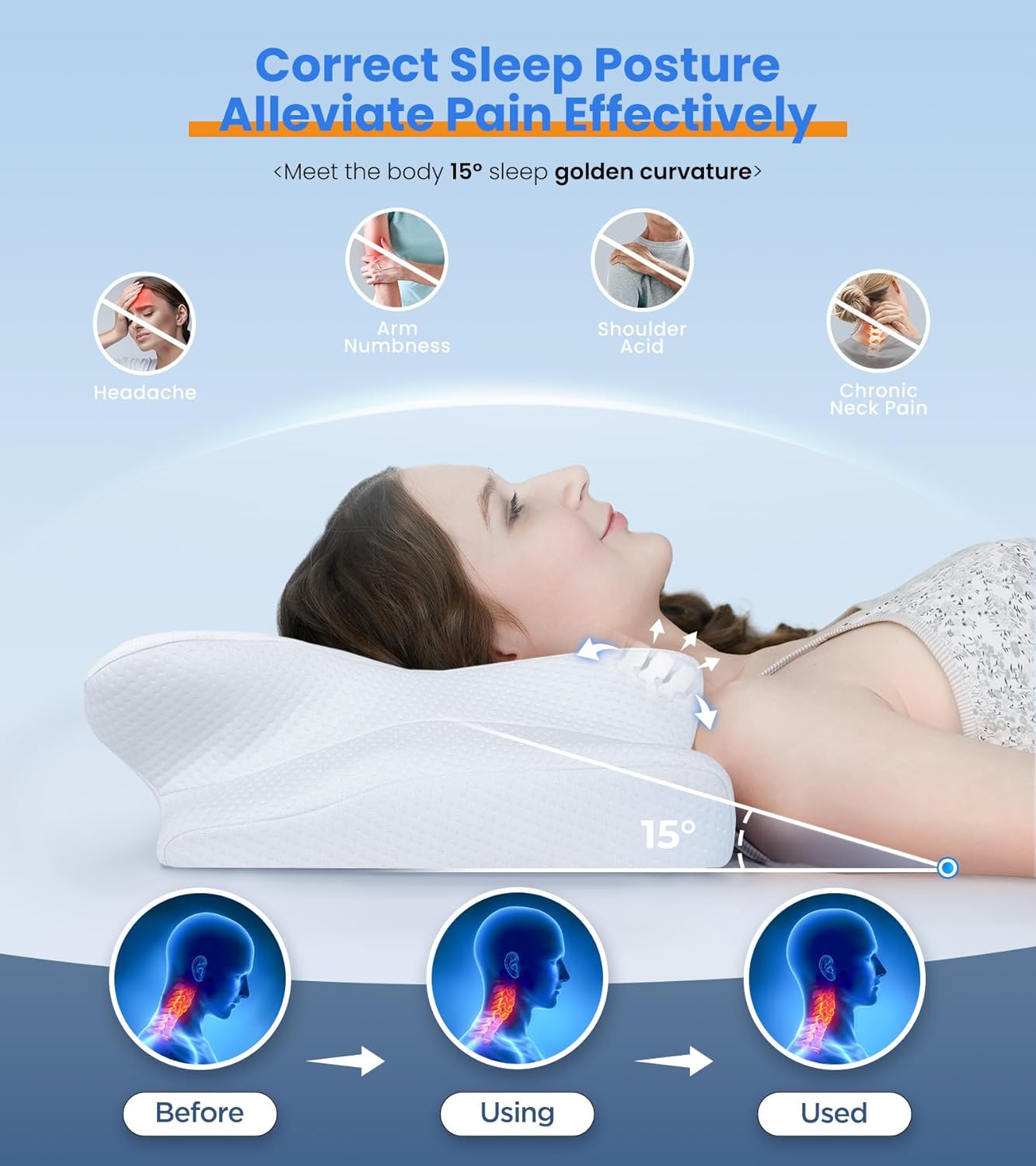 Cozyplayer Ultra Pain Relief Cooling Pillow with Neck Support