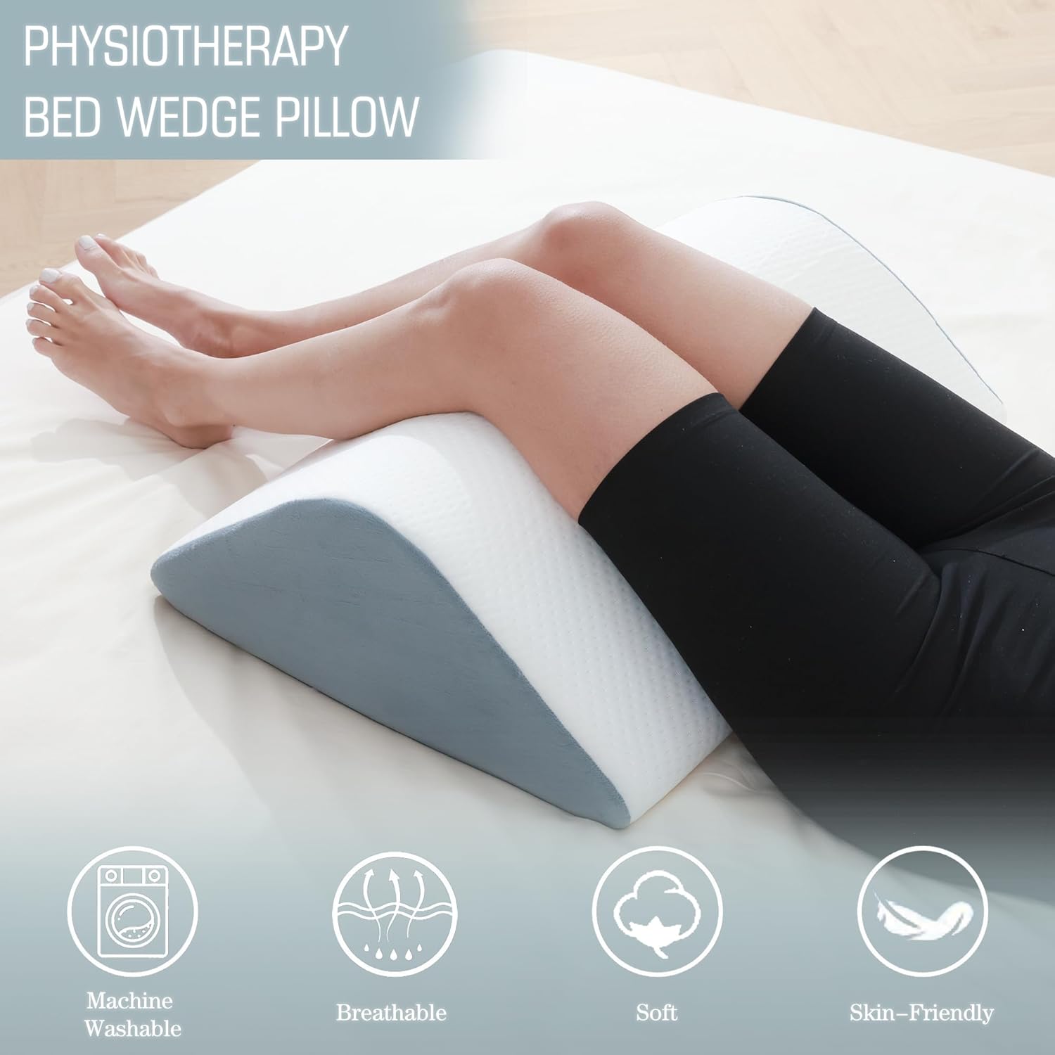 Ziiyllean Knee Wedge Pillow for Leg and Back Pain Relief