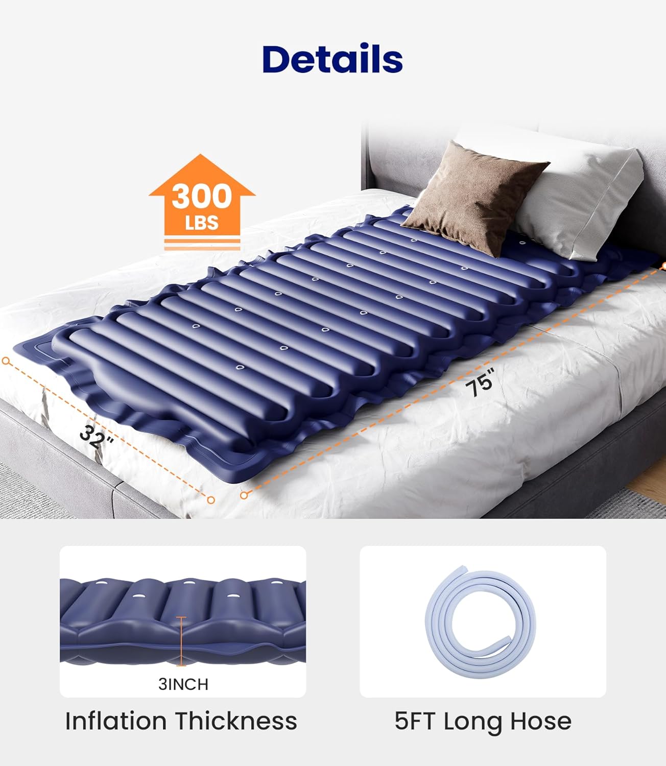 VOCIC Alternating Air Pressure Mattress Pad with 6-Setting Pump