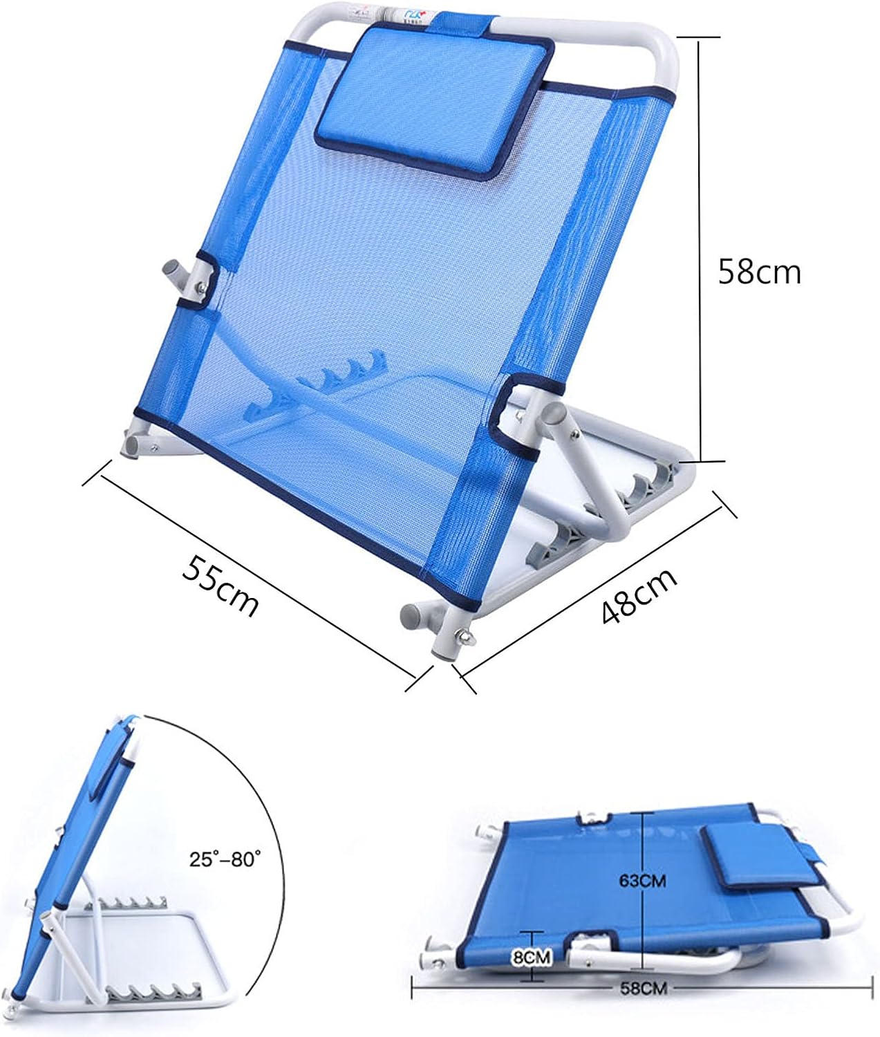 Adjustable Padded Backrest for Bed Support Blue