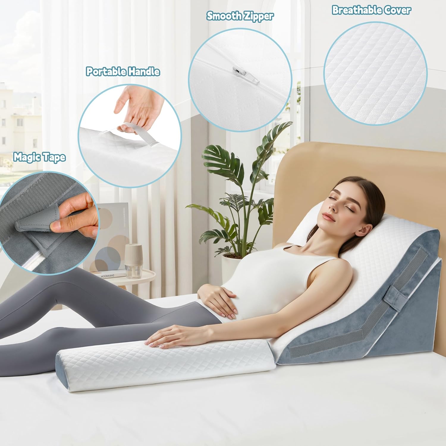3PCS Adjustable Wedge Pillow Set for Sleep Relief