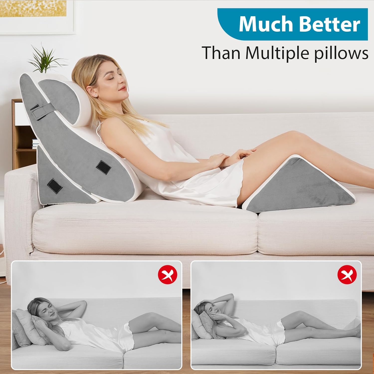 4PCS Orthopedic Wedge Pillow Set for Back Leg Support