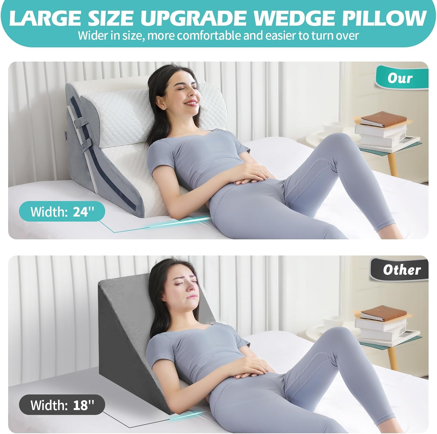 Simpledad Wedge Pillow Set 3PCS 15-in-1 Adjustable Memory Foam