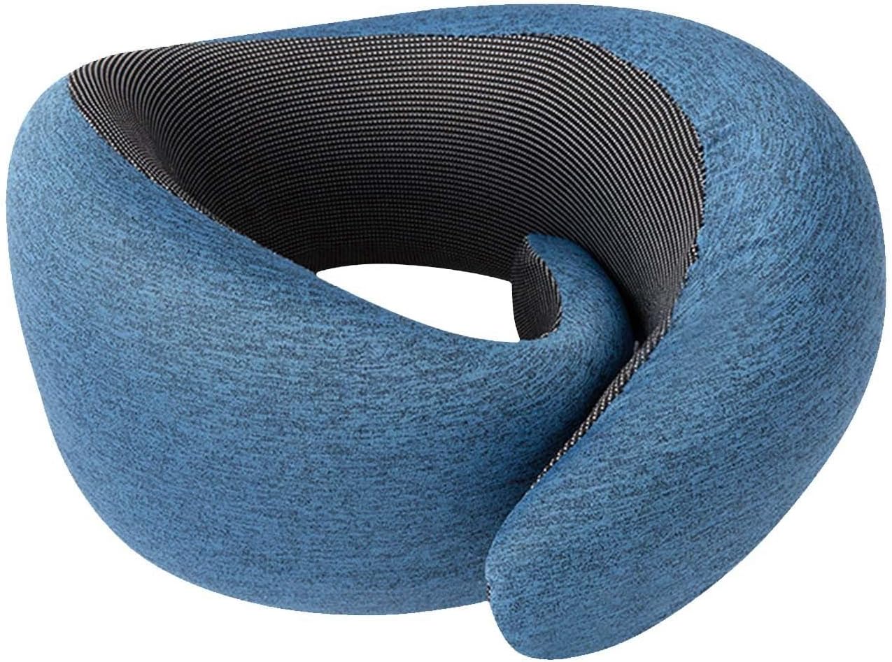 Adjustable Memory Foam Travel Neck Pillow with 360 Support - Blue