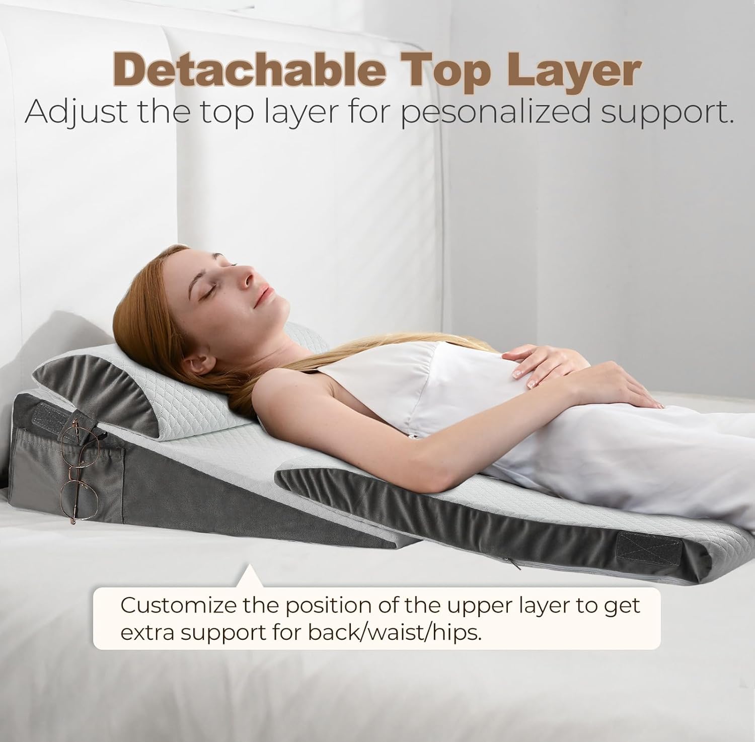 ENITYA 3PCS Bed Wedge Pillow for Sleep Apnea Relief