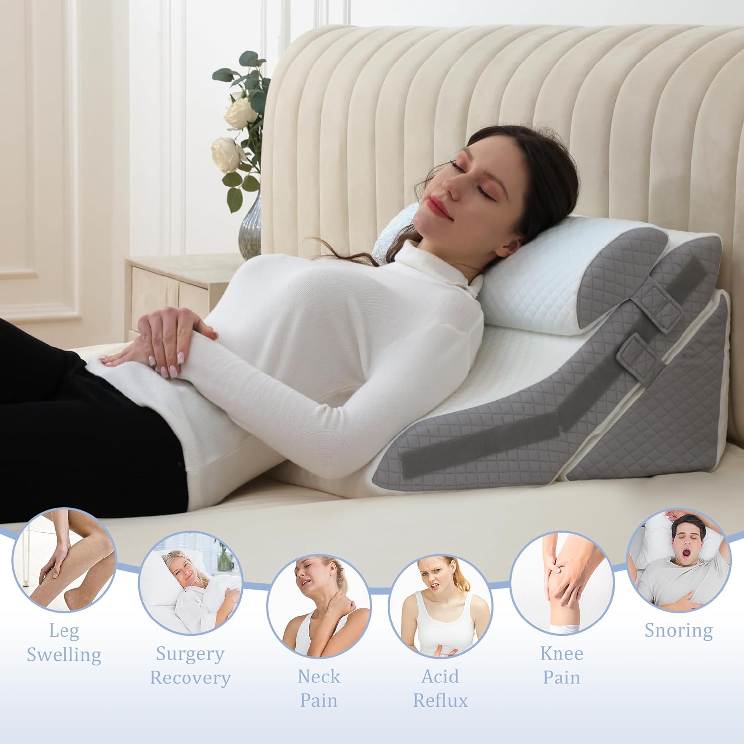 Flyxunfri Adjustable Wedge Pillow Set 9-20 Inches