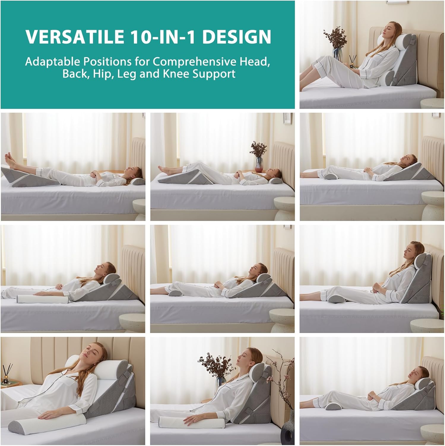 Bedluxe Adjustable 4pcs Wedge Pillow Set