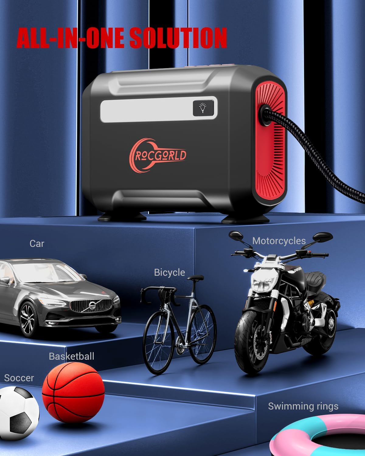 ROCGORLD R8 12V Tire Inflator Portable with Dual Digital Display