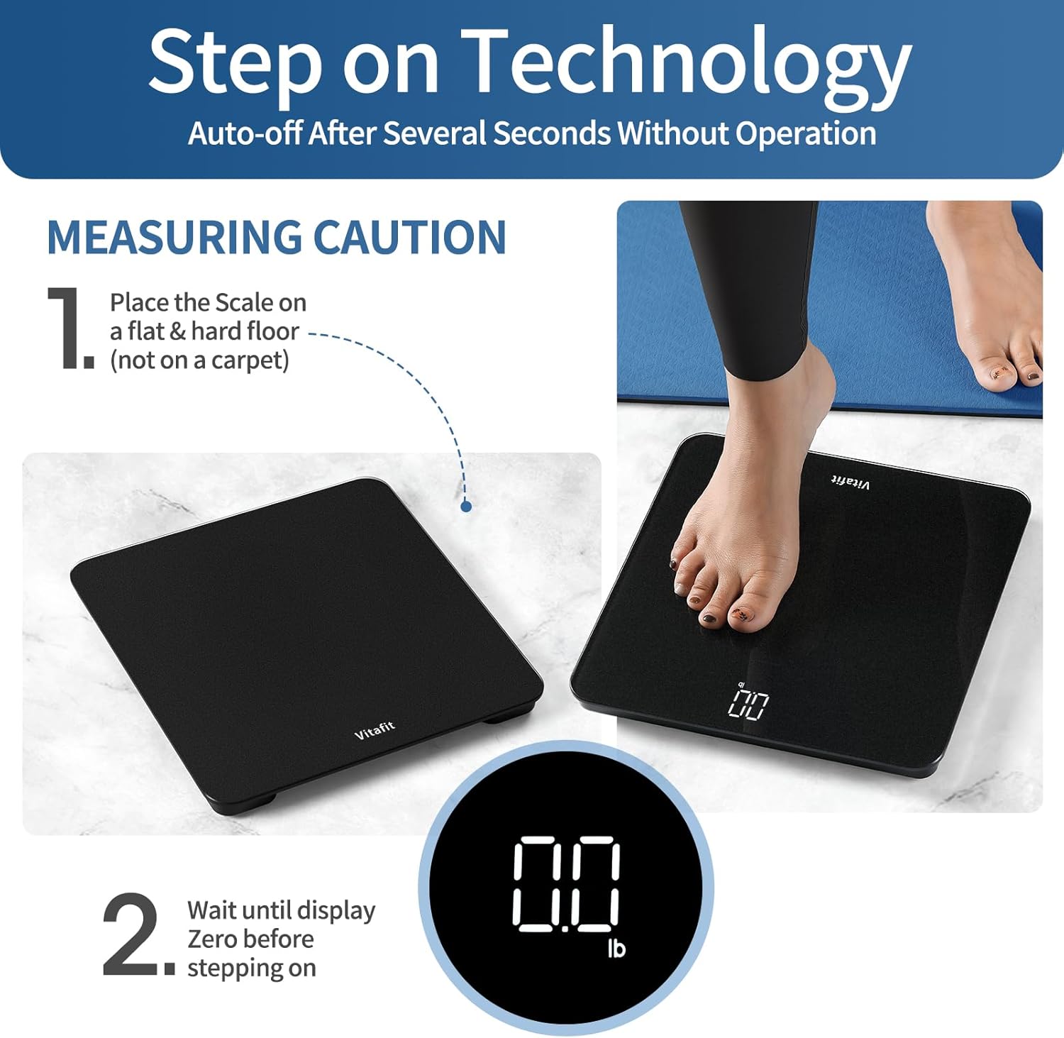 Vitafit Digital Bathroom Scale with LED Display and Auto Calibration