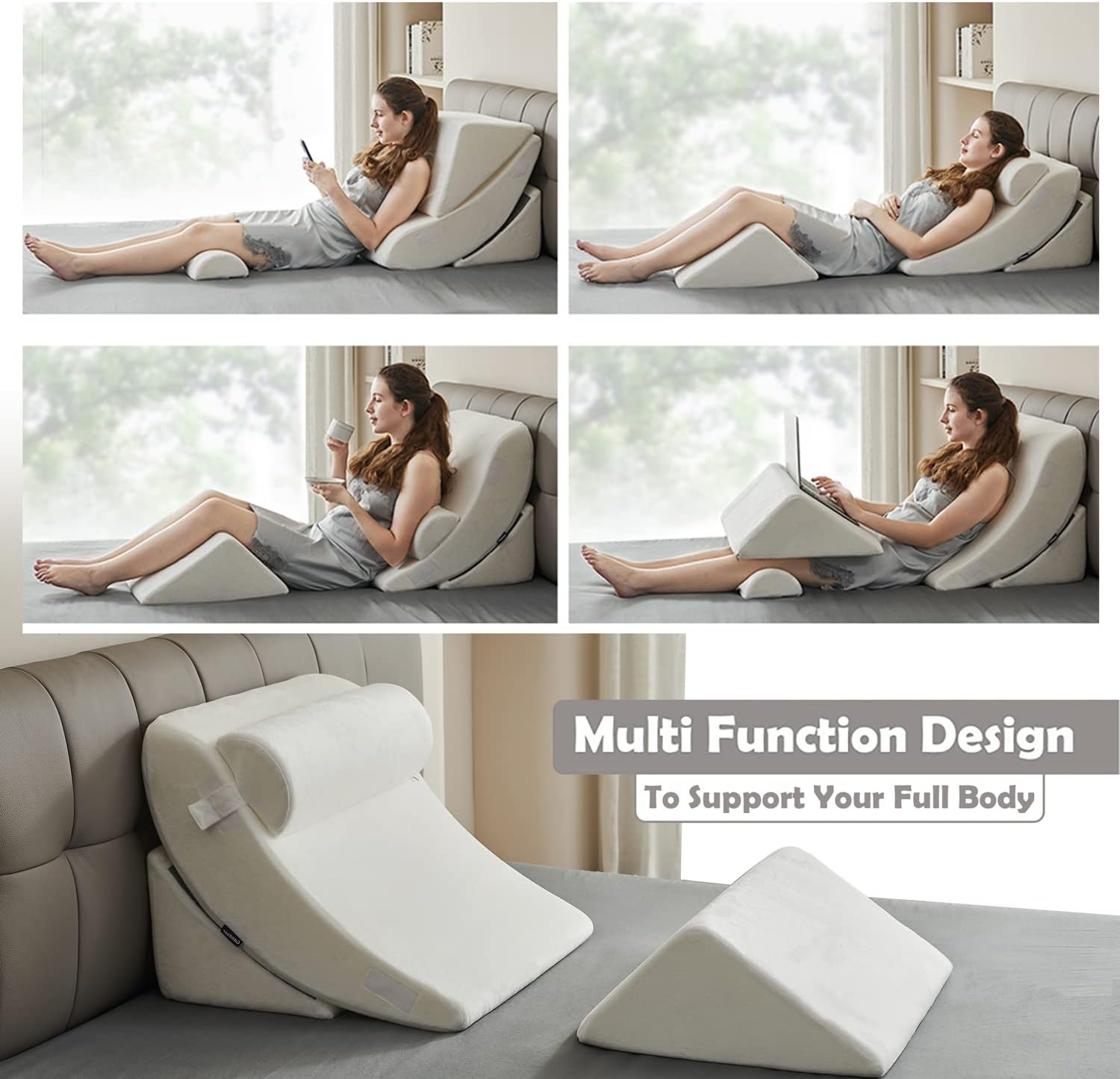 Ganaver 4PCS Orthopedic Pillow Set for Surgery Recovery and Acid Reflux Relief