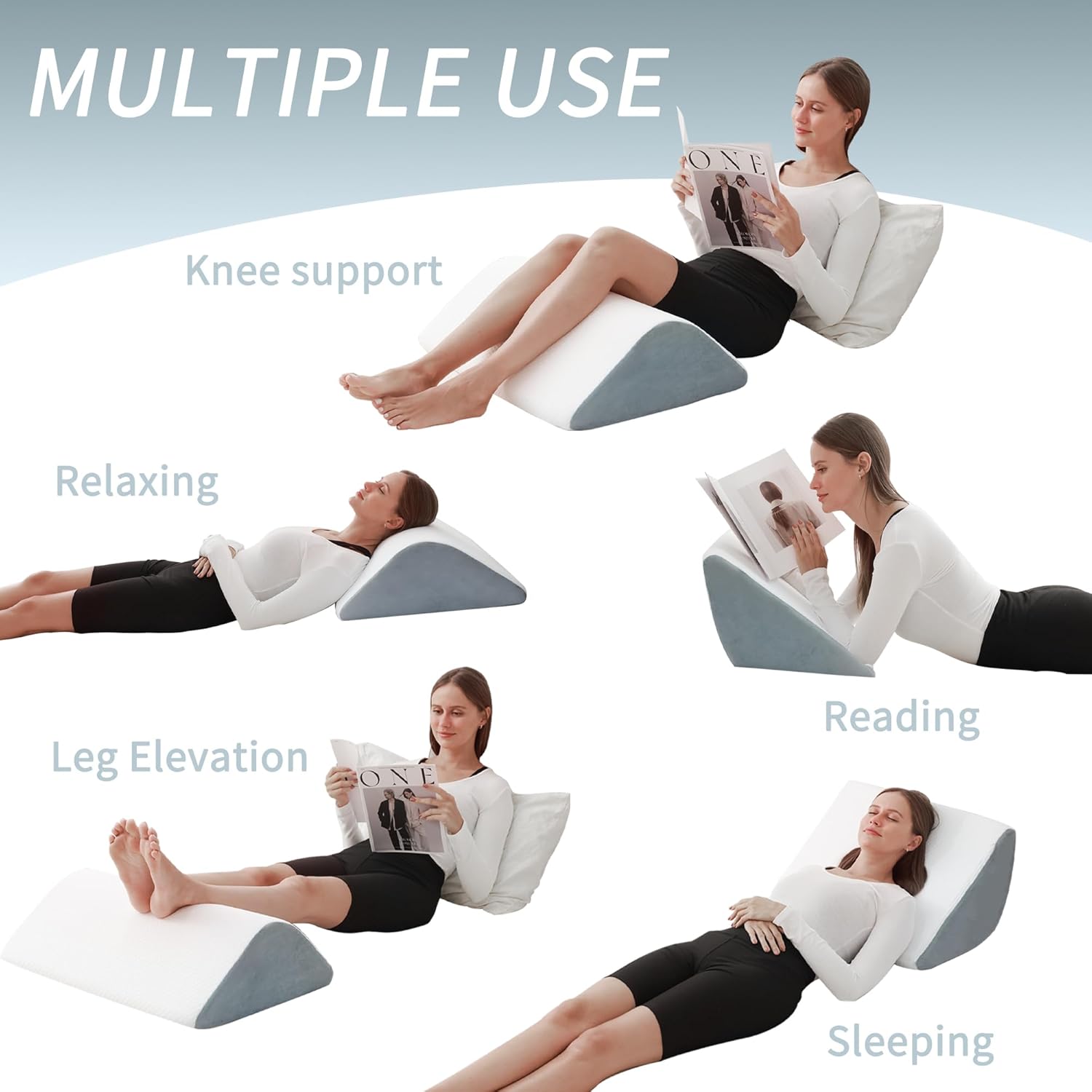 Ziiyllean Knee Wedge Pillow for Leg and Back Pain Relief