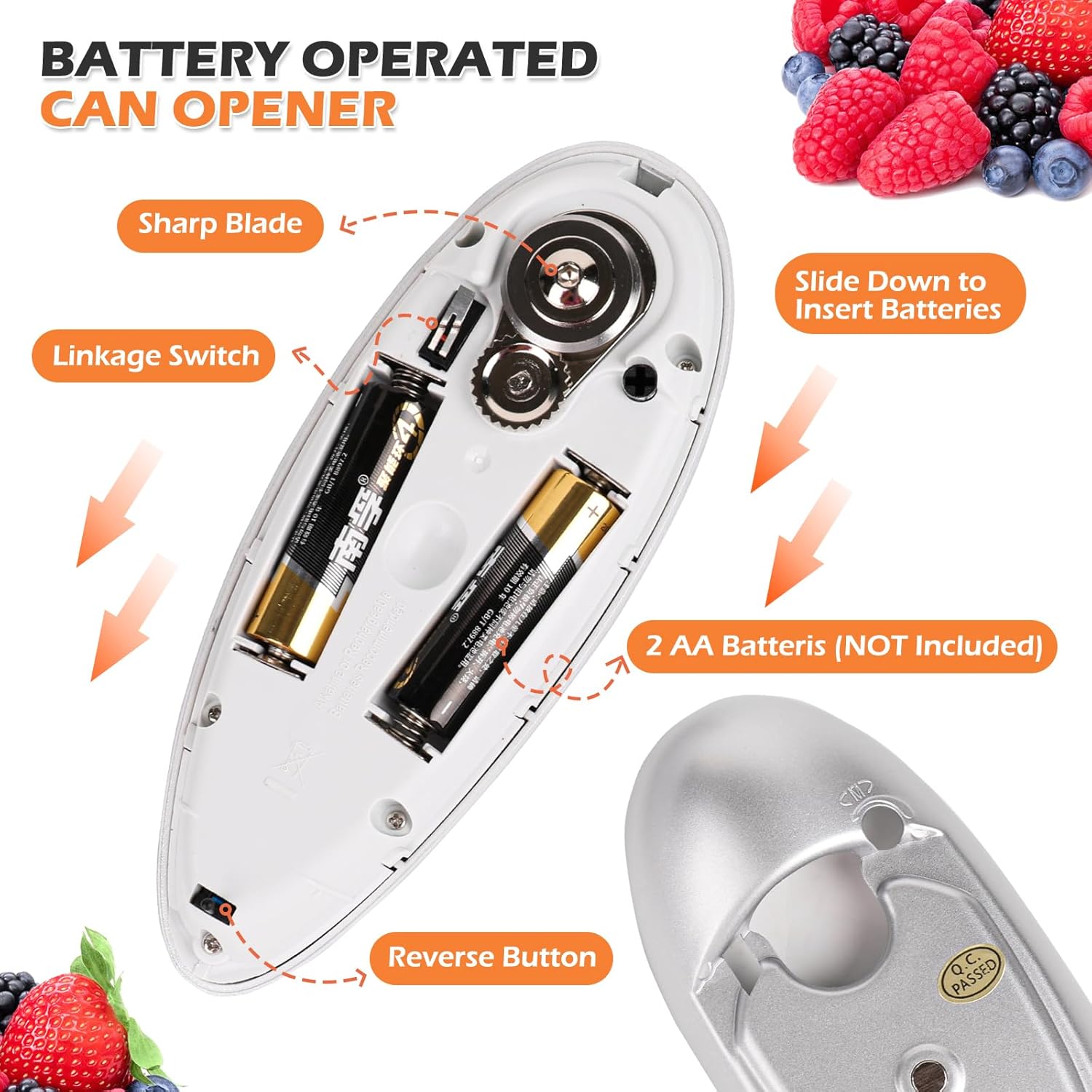 One Touch Electric Can Opener - Smooth Edge Cordless Compact Black