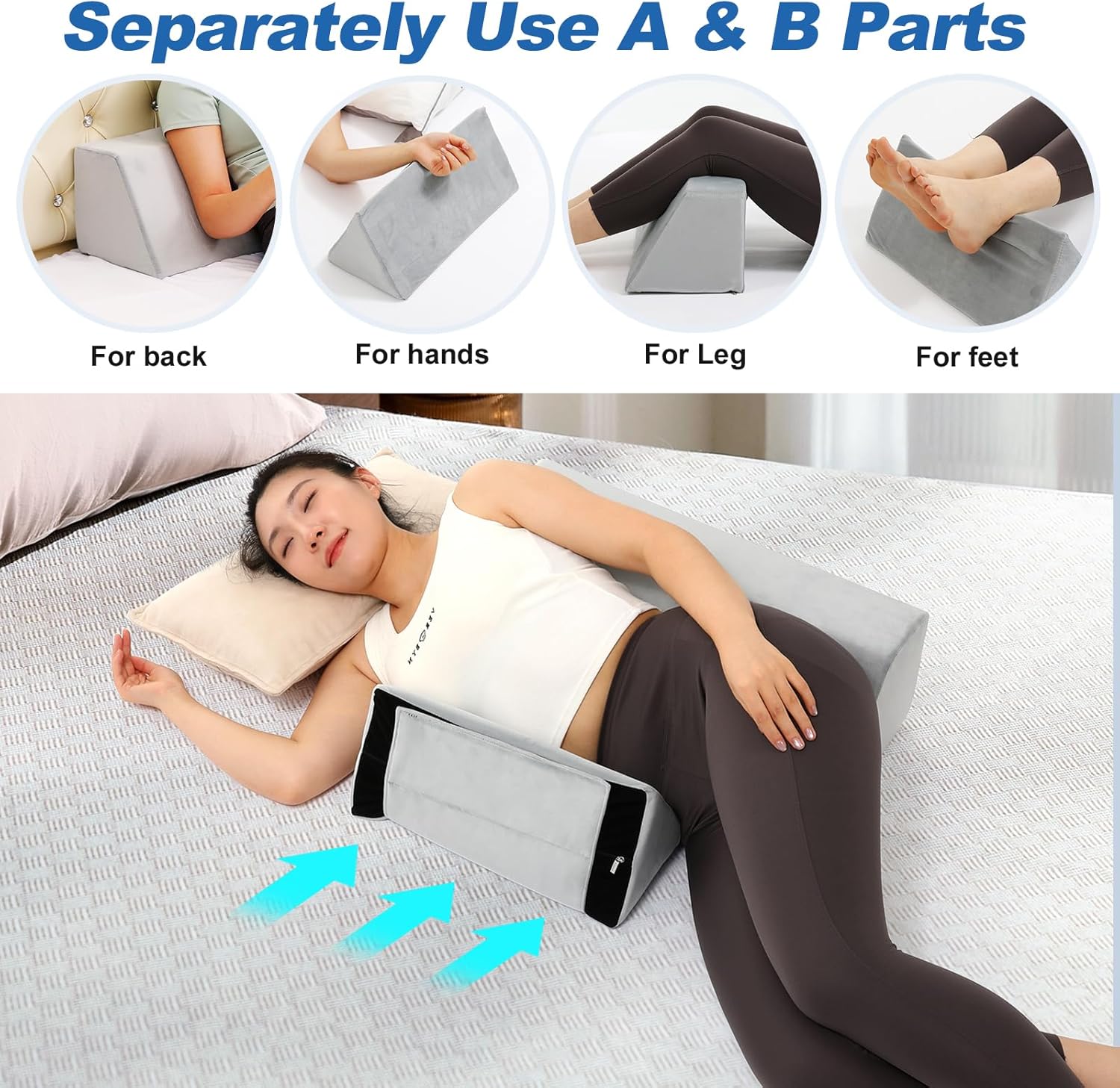 Fanwer Positioning Wedge Pillow for Back Pain Relief Snoring Prevention