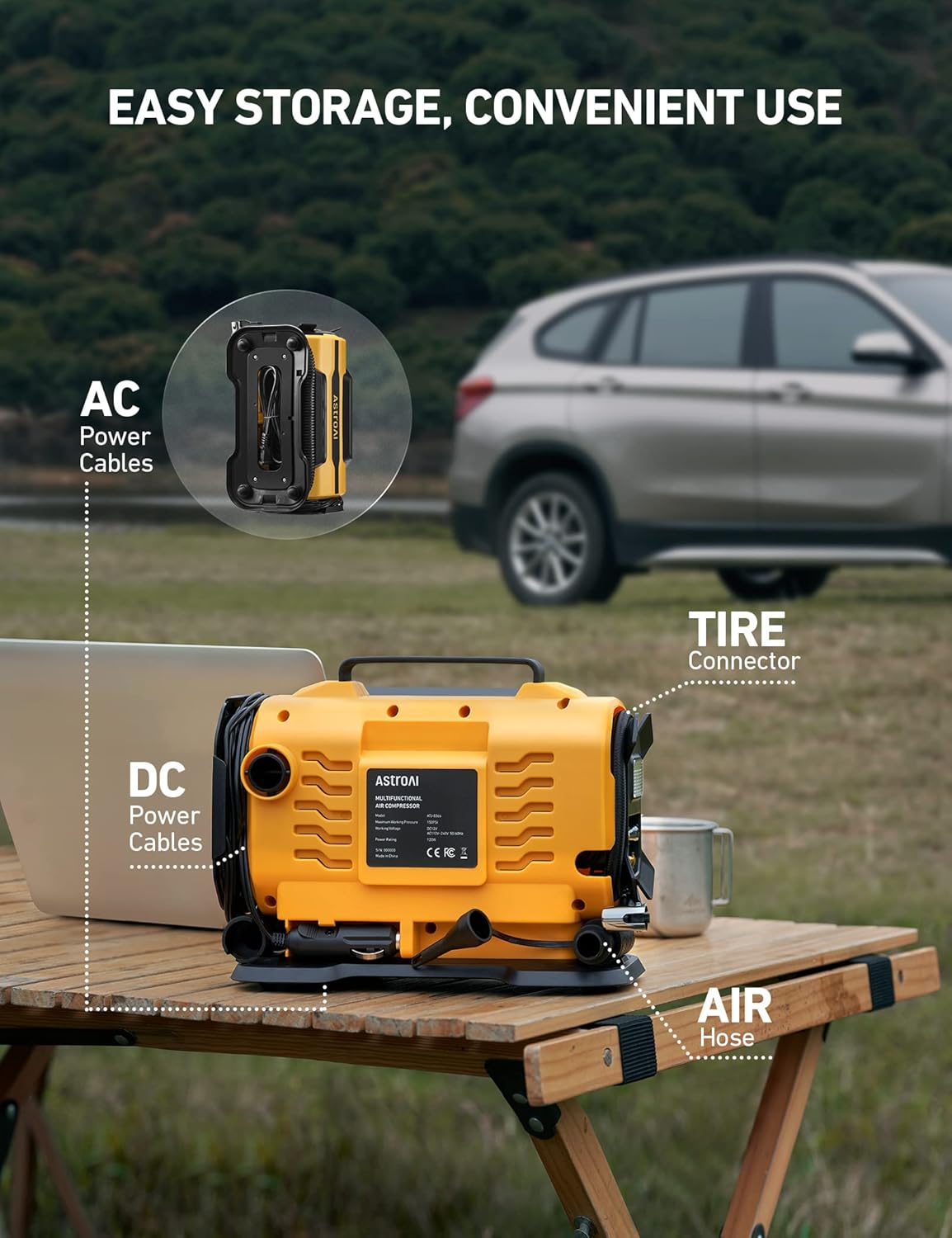 AstroAI Tire Inflator 150PSI 12V120V Dual Power Portable