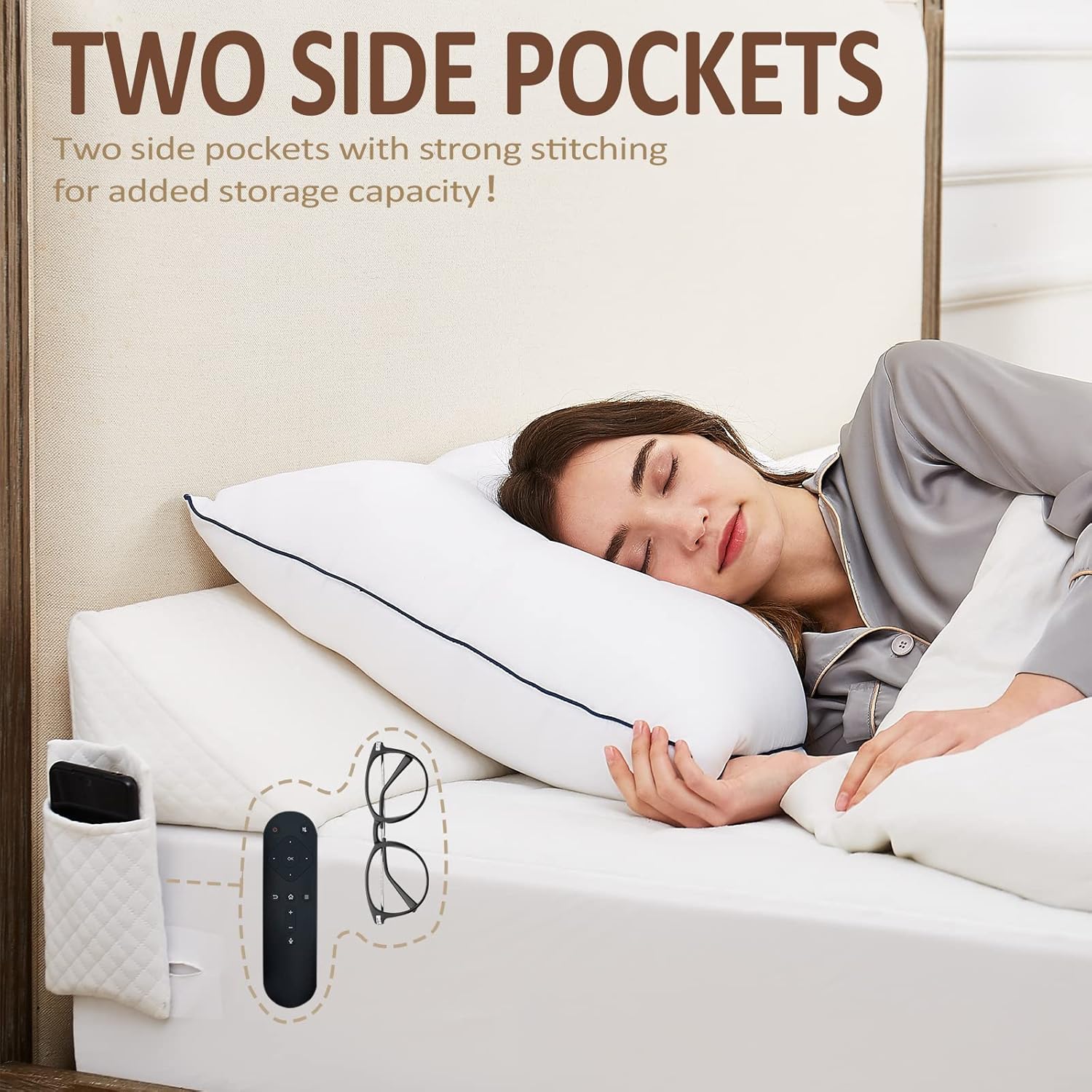 Homemate Full Size Bed Wedge Pillow Stopper - White 1