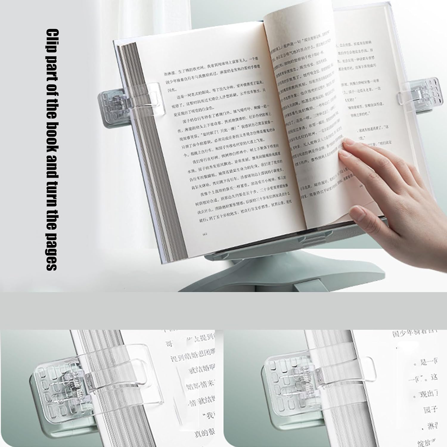 Folding Bookstand with Height and Angle Adjustments for Reading and Cooking