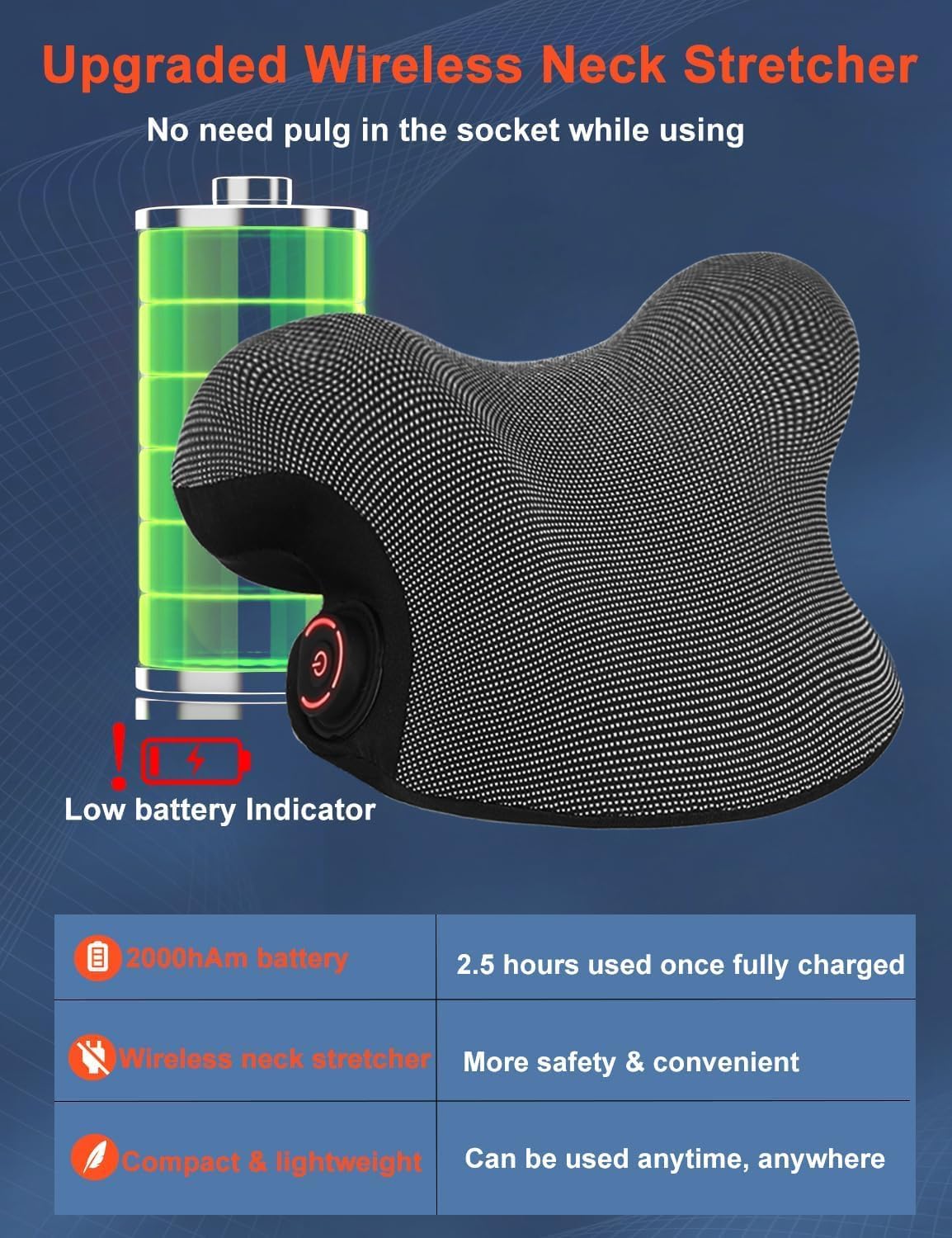 Wireless Heated Neck Stretcher with Graphene and Magnetic Therapy