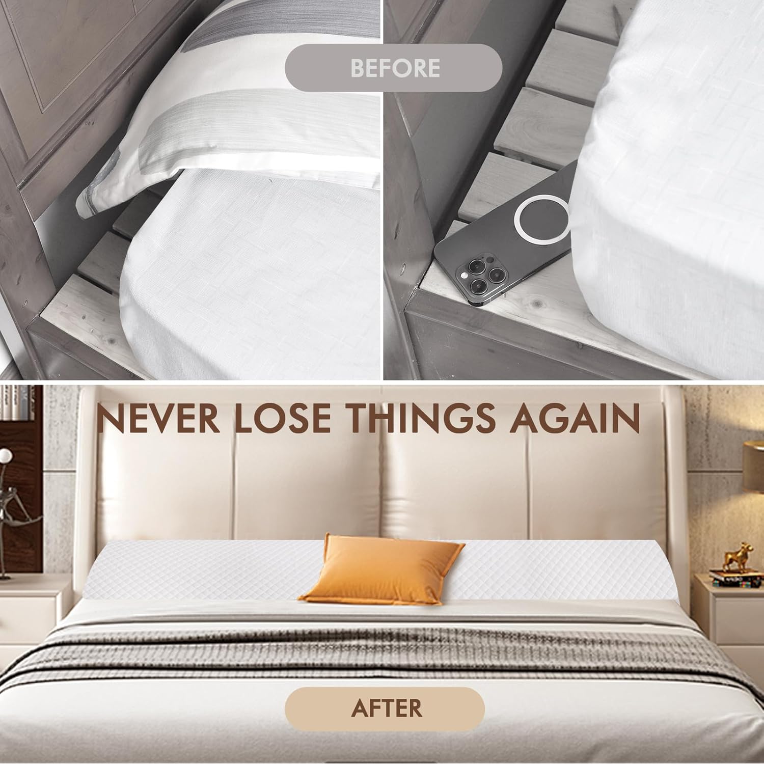 Wedge Pillow Headboard Gap Filler with Dual Pockets