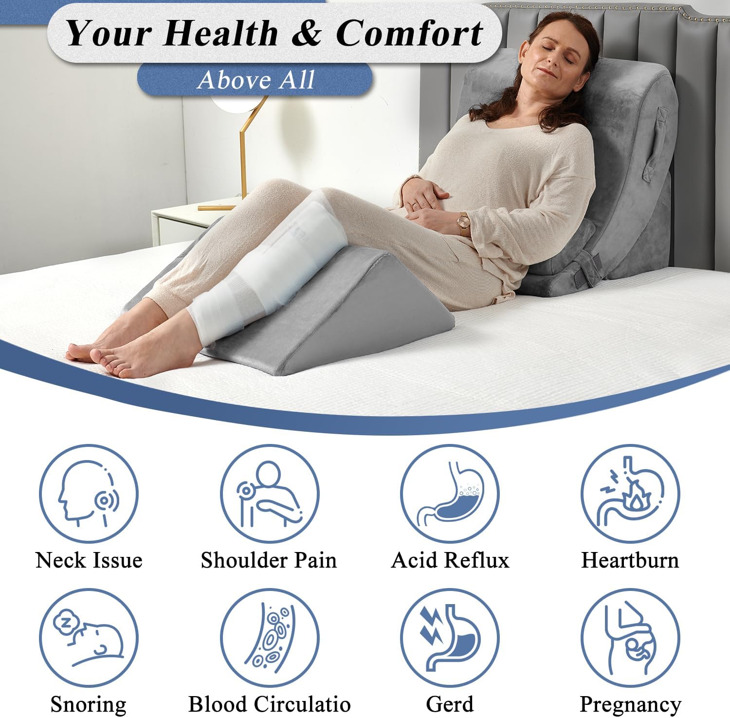 Axelrod 4PCS Orthopedic Wedge Pillow Set for Back Neck Leg Pain Relief