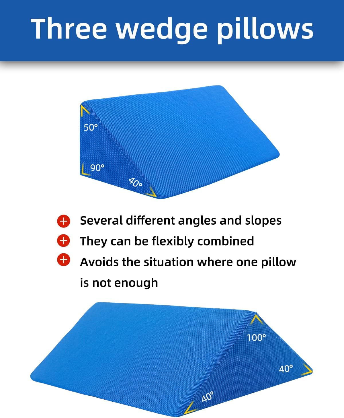 Fanwer 3 in 1 Wedge Pillow Set for Side Sleepers