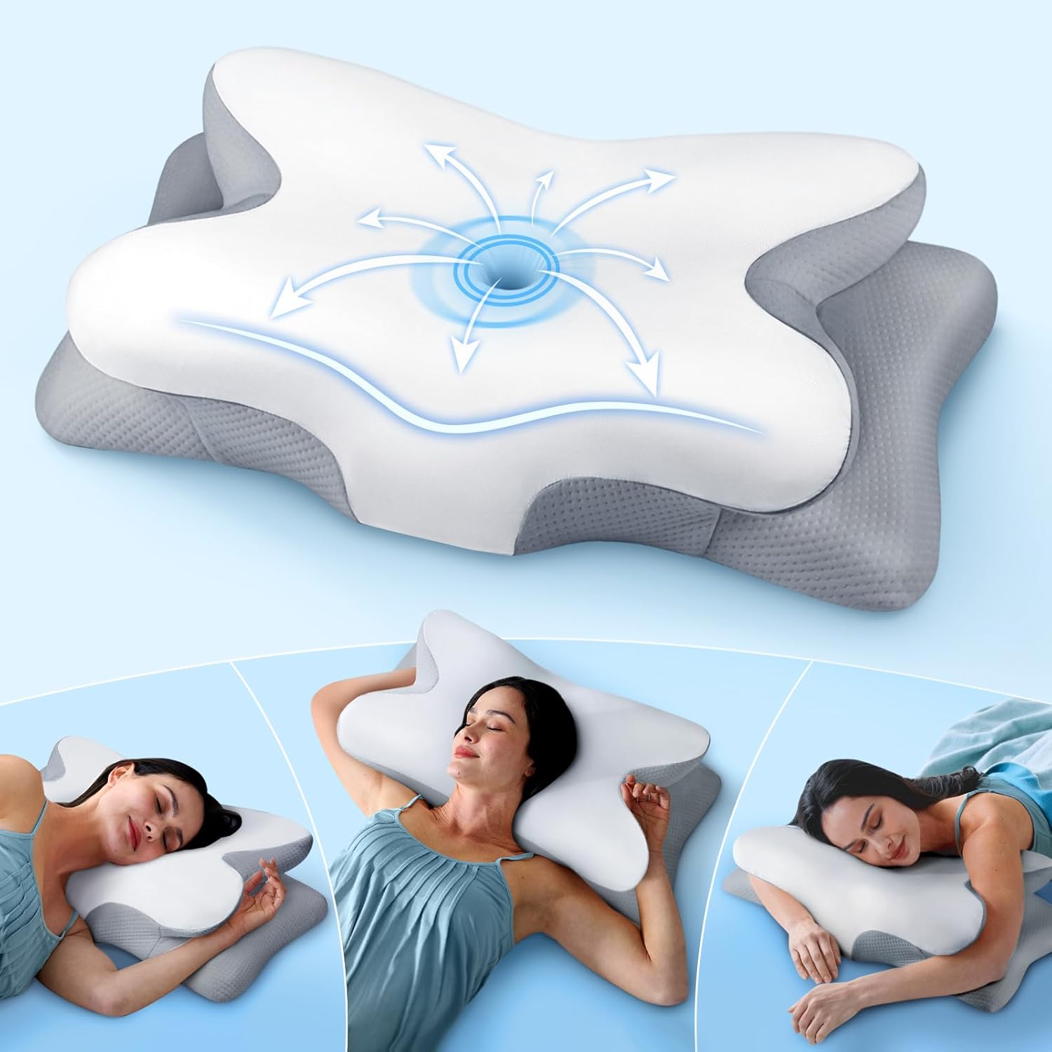 Cozyplayer Contour Neck Support Pillow with Cooling Technology
