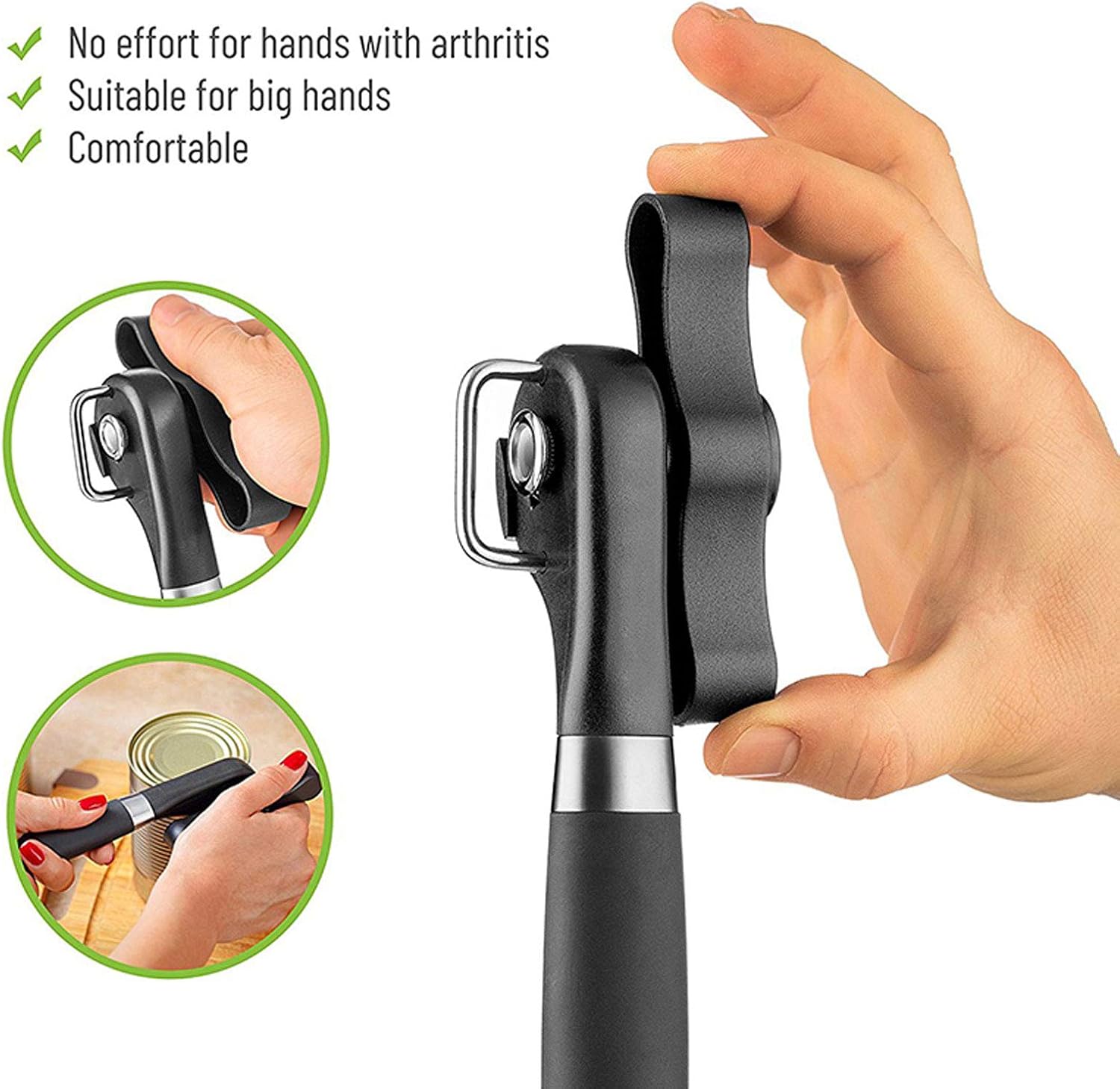 RICKUNCL Manual Can Opener with Soft Grip and Smooth Edge