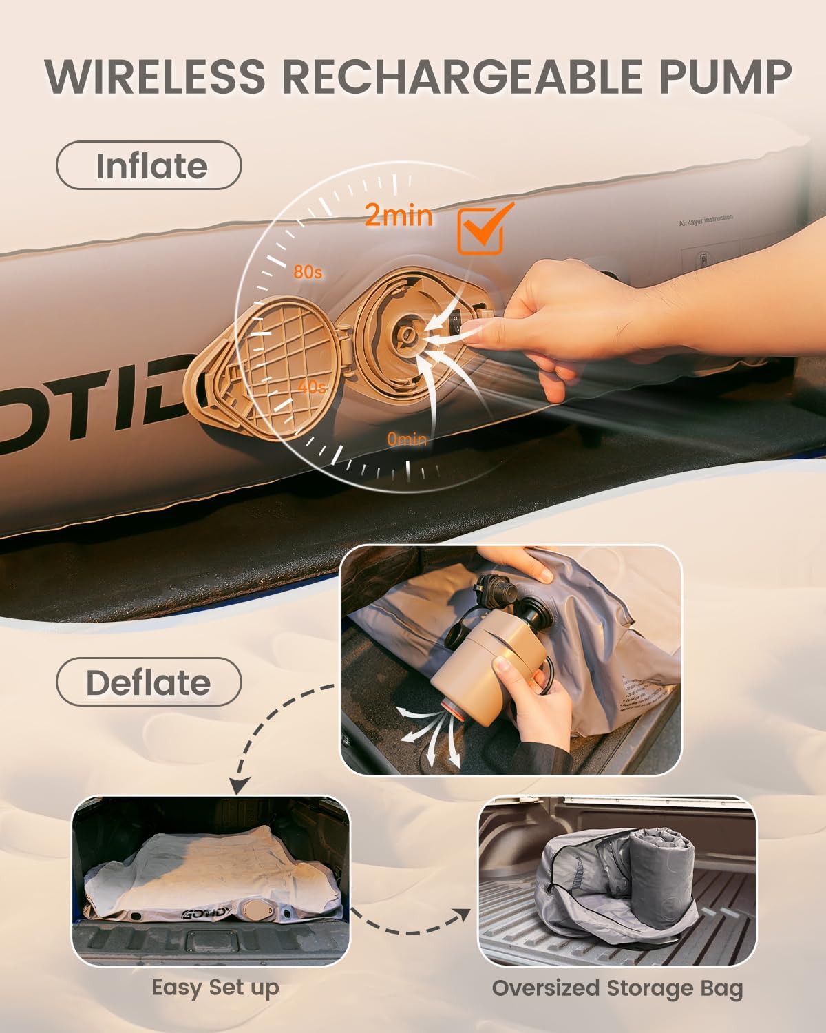 GOTIDY Inflatable Truck Bed Mattress with Tailgate Extension