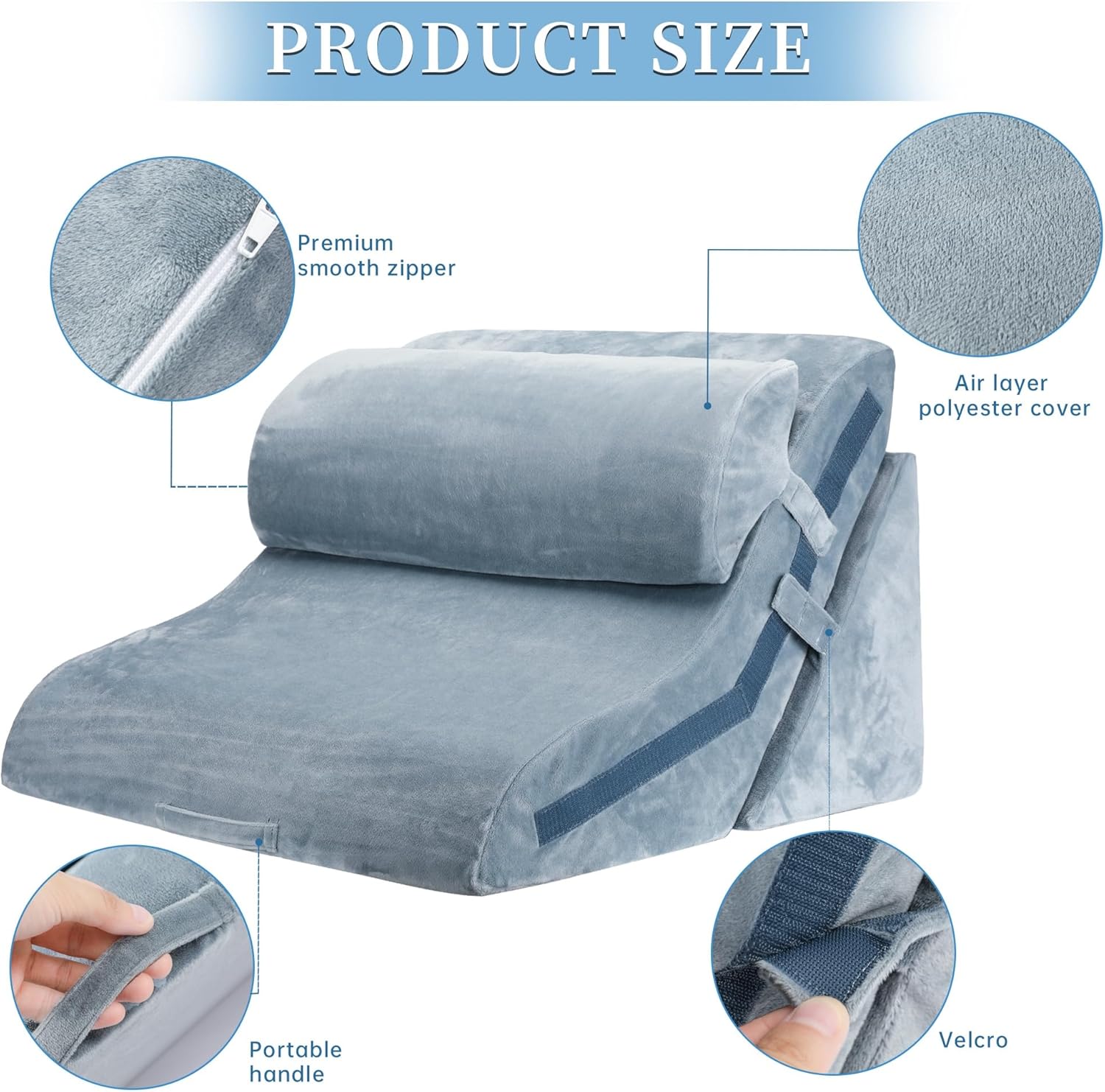 FSCGIFE 3PCS Adjustable Wedge Pillow for Sleep and Recovery