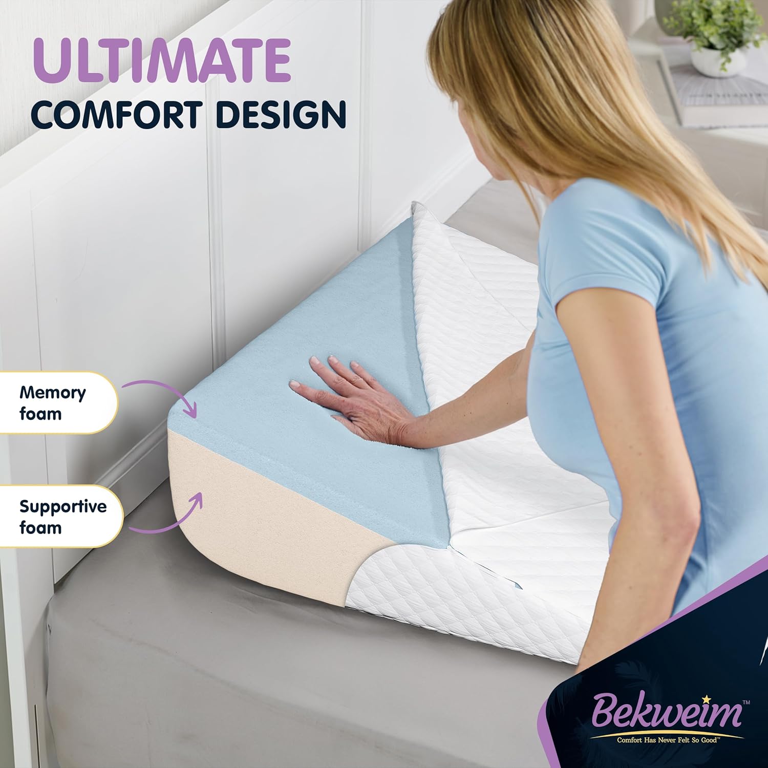 Bekweim Bed Wedge Pillow with Cover and Sheet