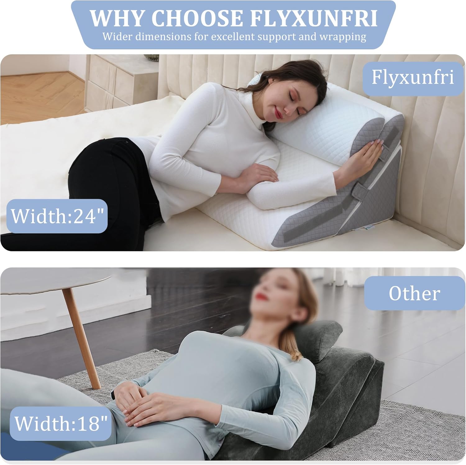 Flyxunfri Adjustable Wedge Pillow Set 9-20 Inches