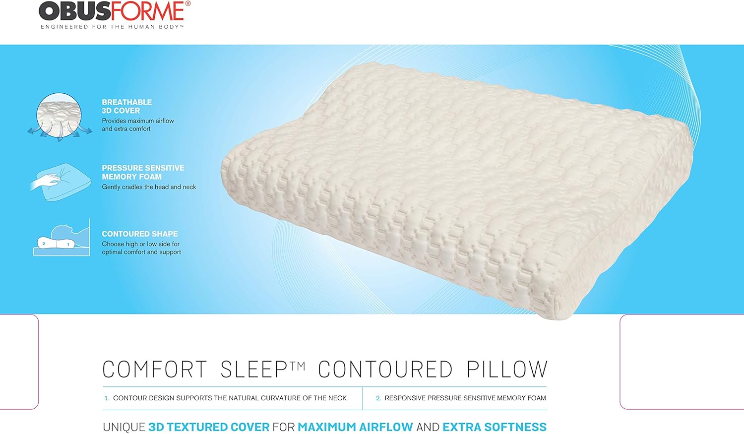 ObusForme Contour Neck Pillow with High and Low Height Options