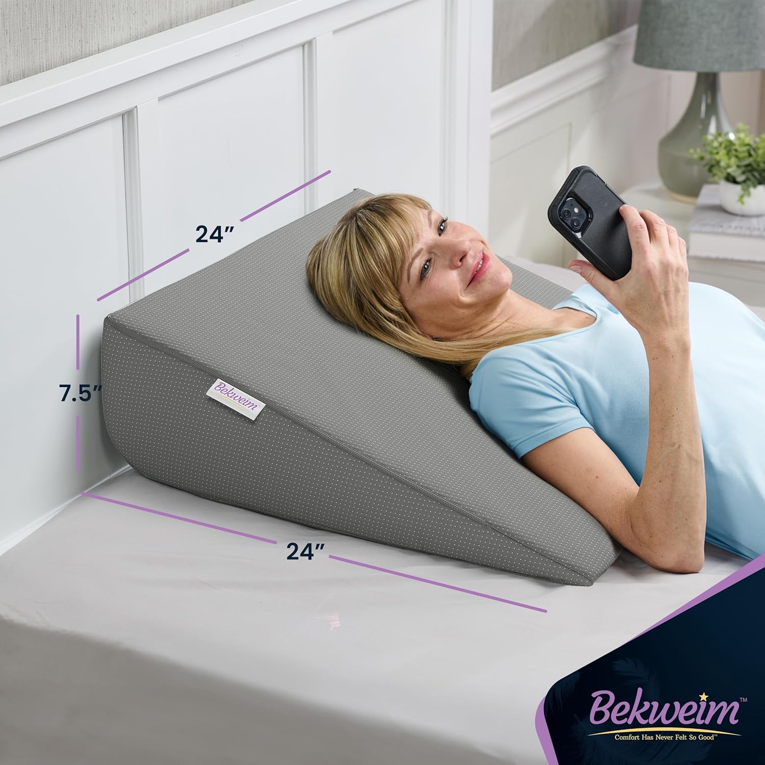 Bekweim Bed Wedge Pillow with Cover and Extra Sheet