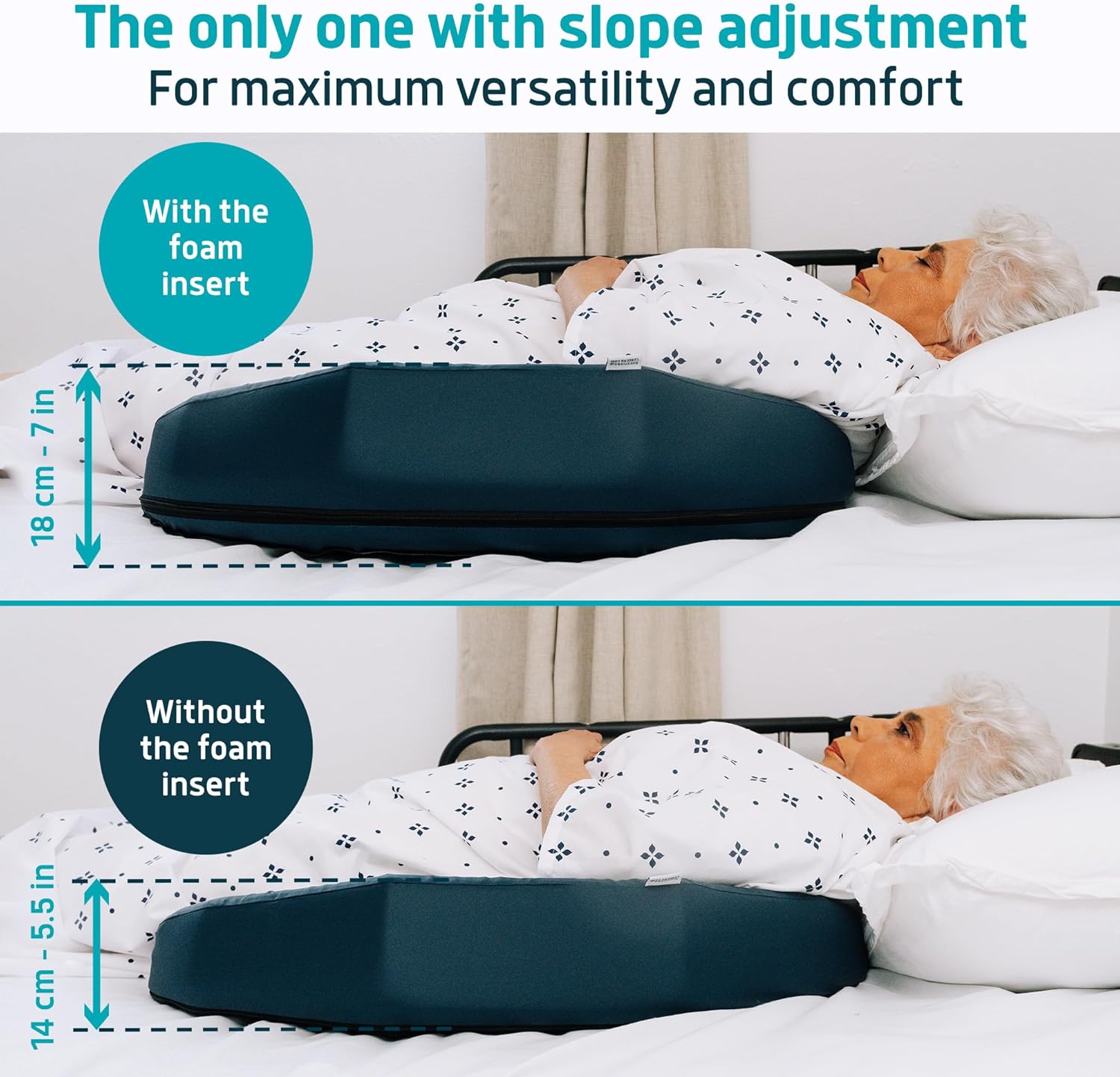 Lunderg Bedsore Prevention Pillow Wedge with 2 Non-Slip Covers Adjustable Slope