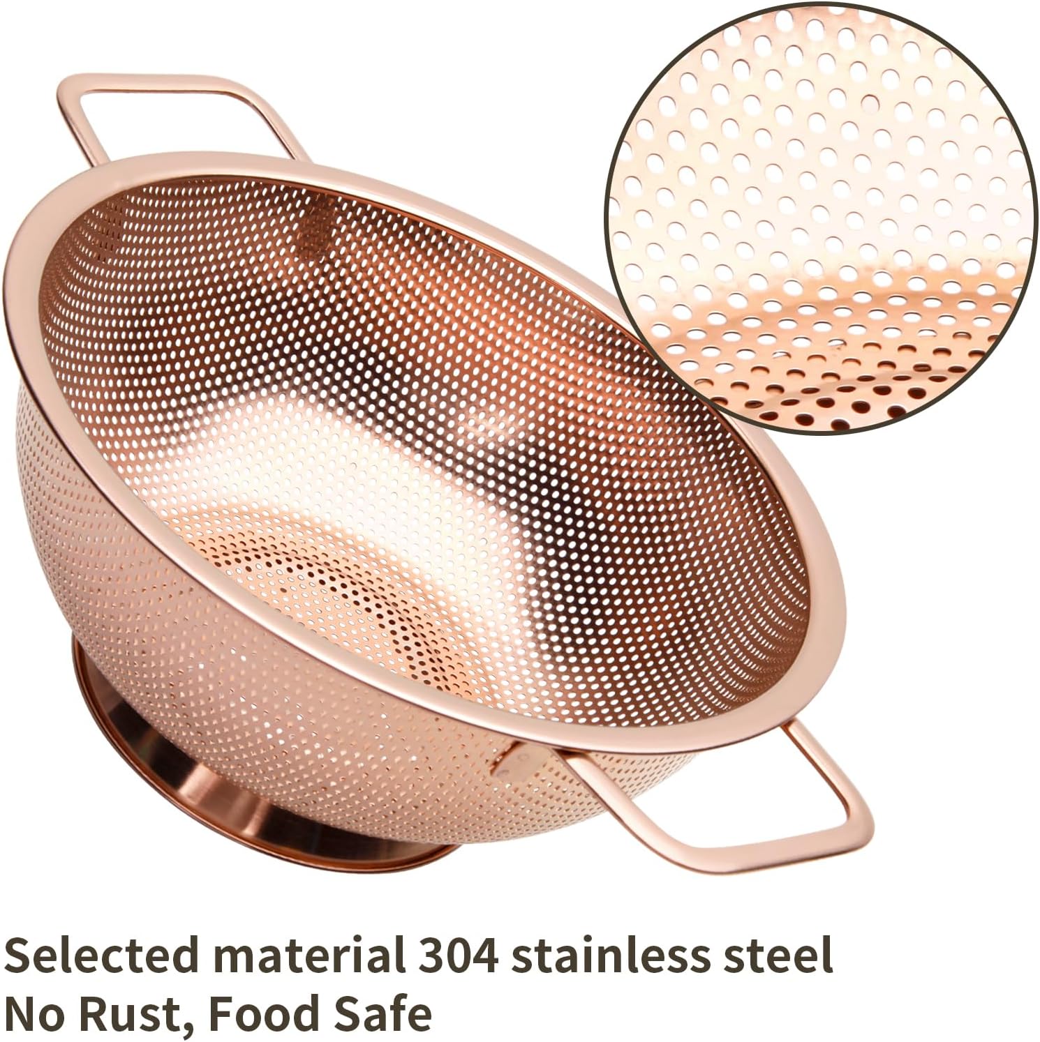 BLAGAIN 3-Quart Rose Gold Colander with Handle 1