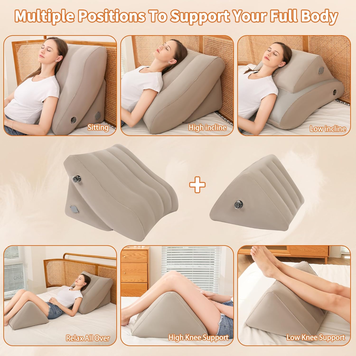 Toggloo Inflatable Wedge Pillow Set for Pain Relief and Comfort