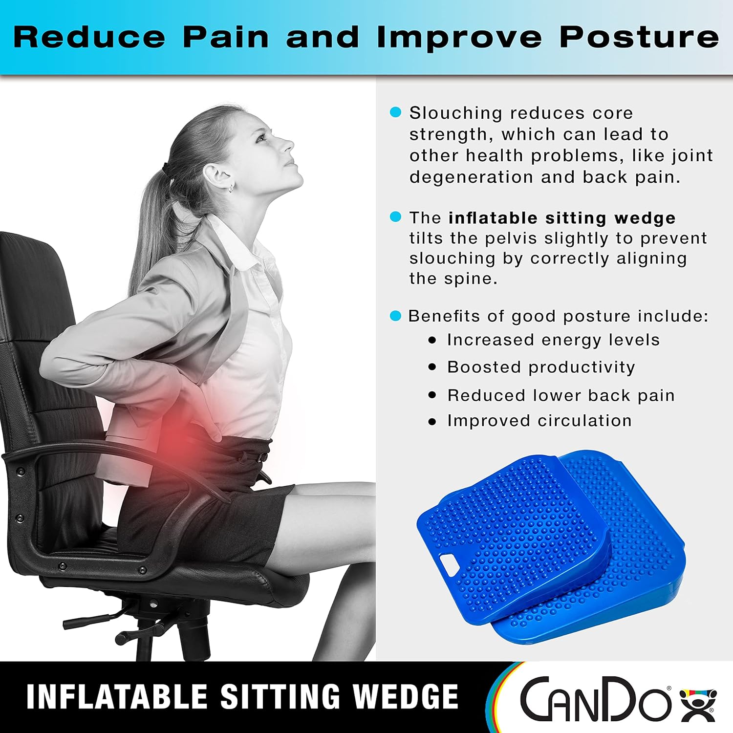 CanDo Sitting Wedge for Posture Back Pain Relief