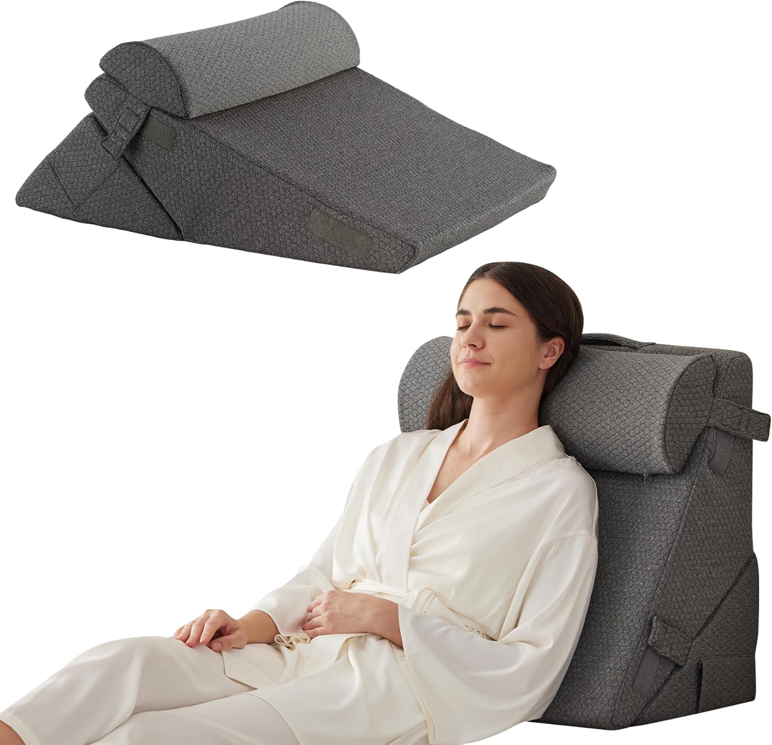 Bedluxe Adjustable 4pcs Wedge Pillow Set Grey