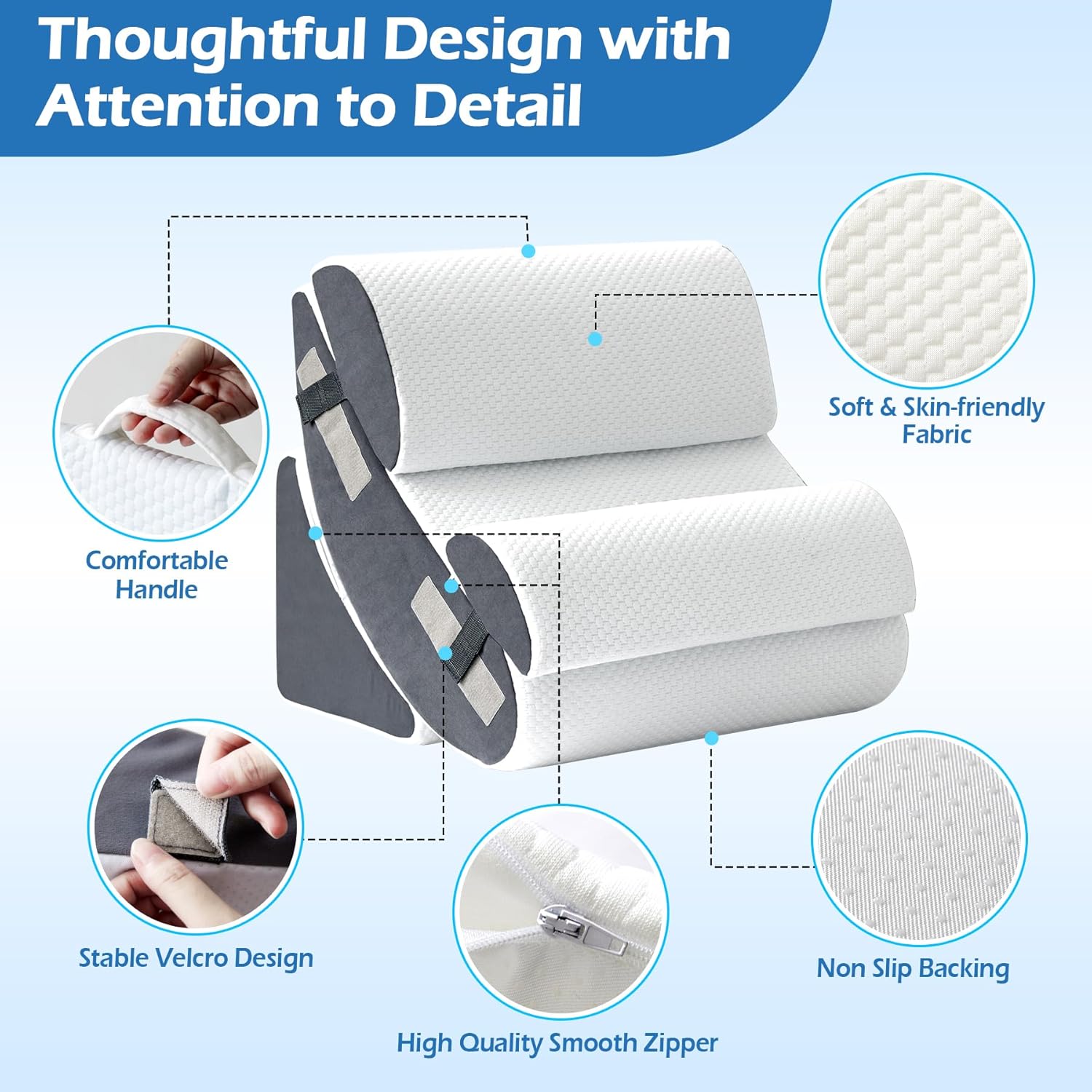 6PCS Orthopedic Wedge Pillow Set for Post Surgery Relief and Acid Reflux