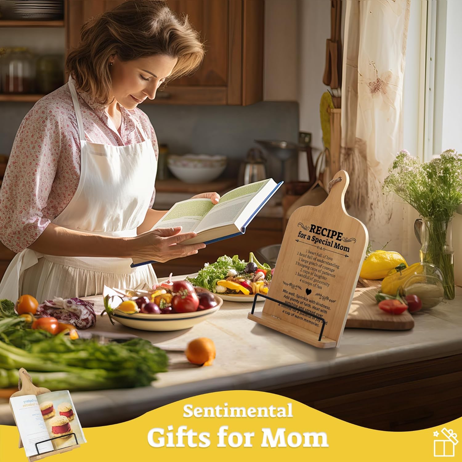 Happy Mothers Day Cookbook Stand Adjustable Kitchen Book Holder