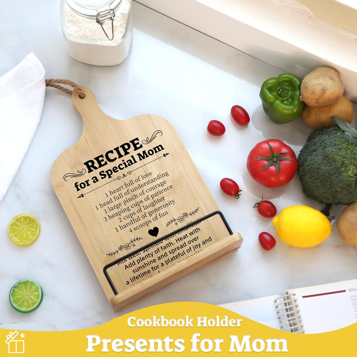 Happy Mothers Day Cookbook Stand Adjustable Kitchen Book Holder