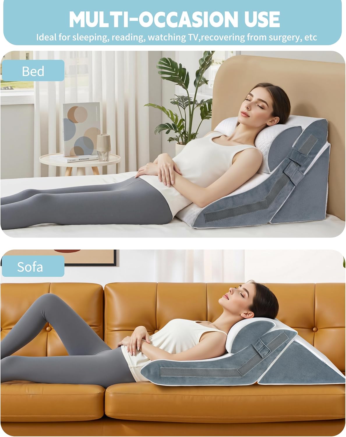 3PCS Adjustable Wedge Pillow Set for Sleep Relief