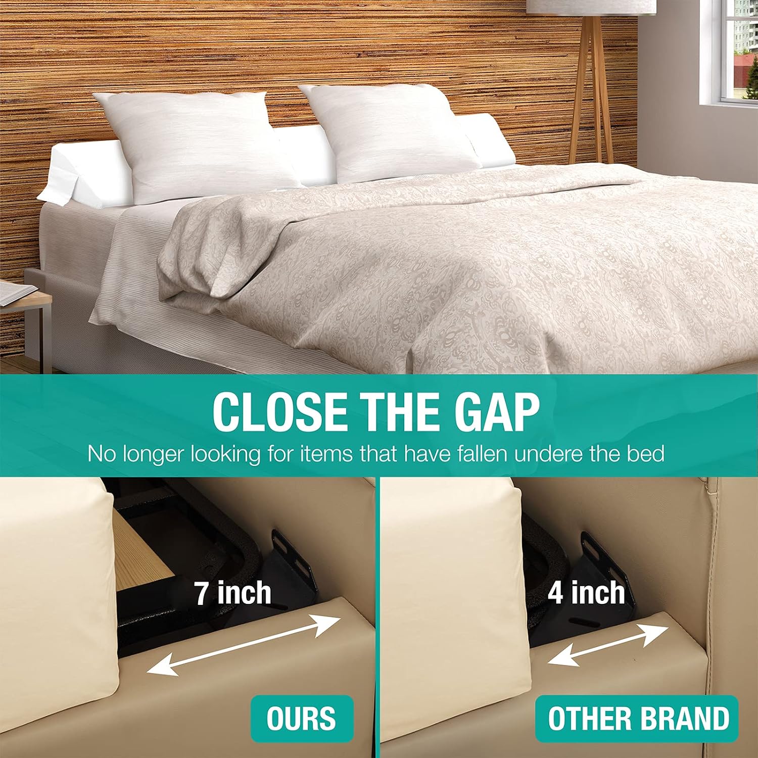 Vekkia Bed Wedge Pillow Gap Filler - 6 Inch White