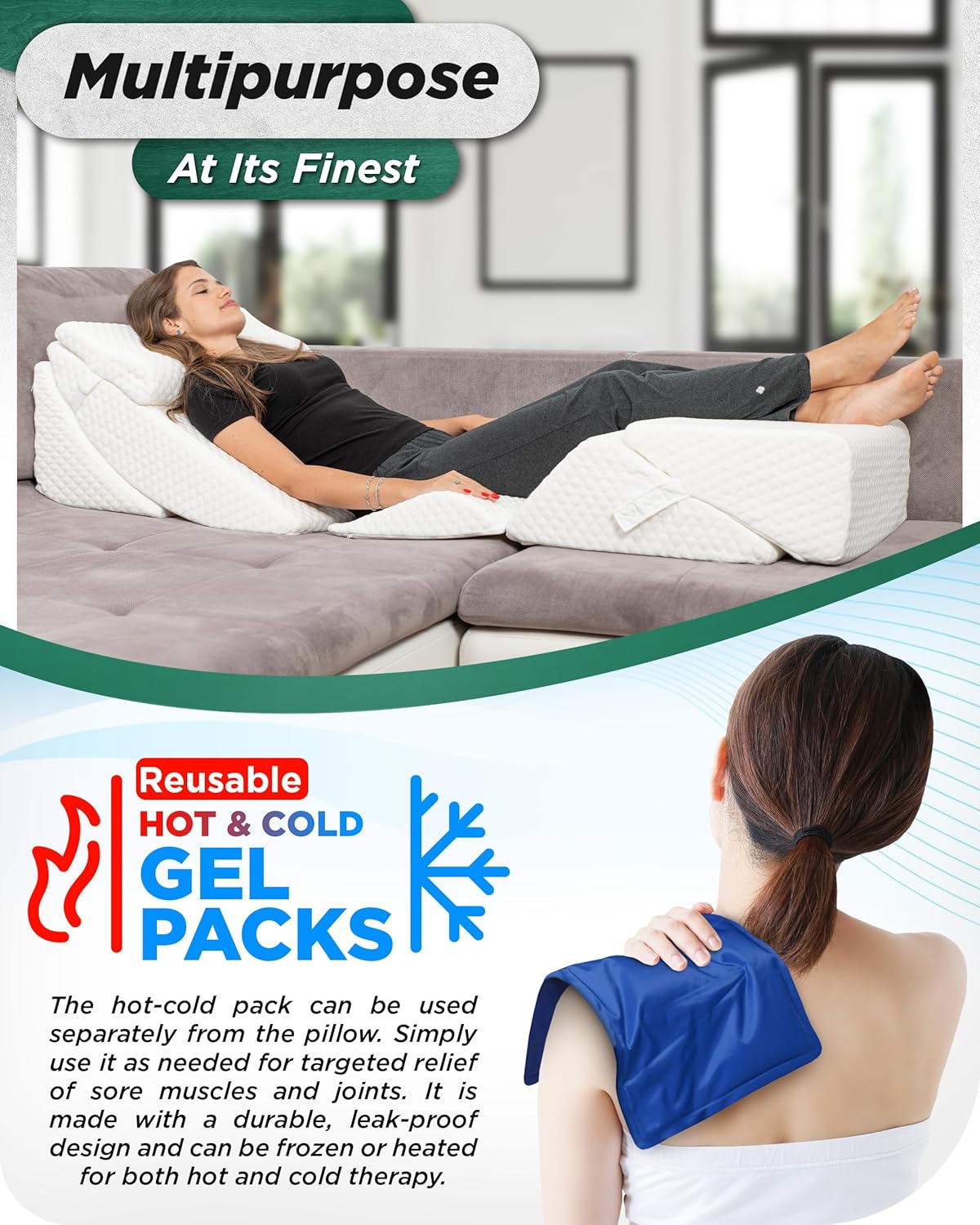 Lunix 6pcs Orthopedic Bed Wedge Pillow Set for Pain Relief