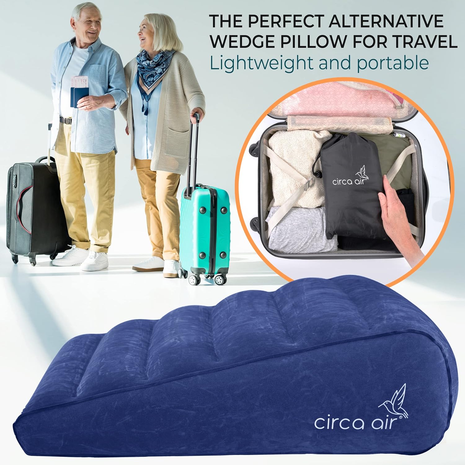 Circa Air Inflatable Wedge Pillow for Travel and Sleep Support