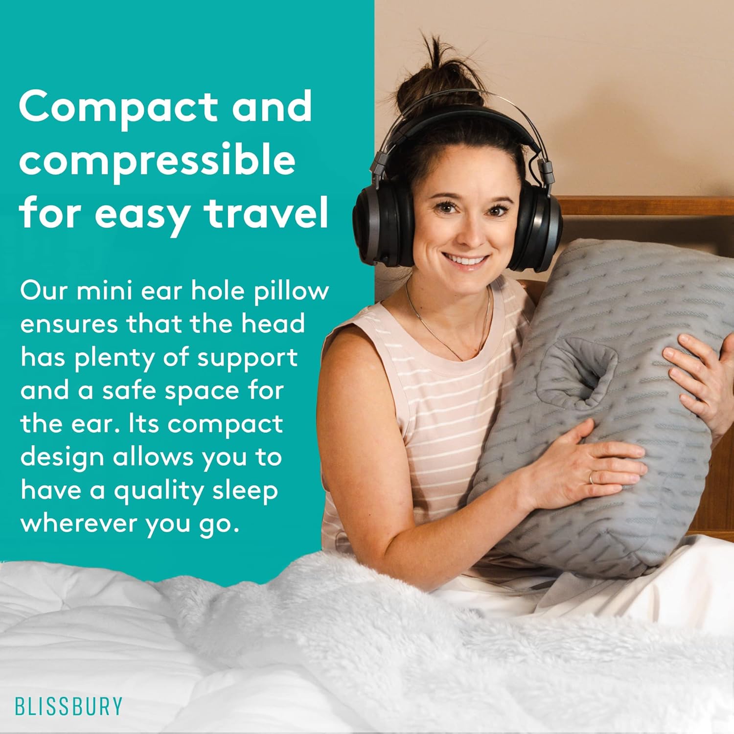 BLISSBURY Mini Donut Ear Pillow for Side Sleepers Travel