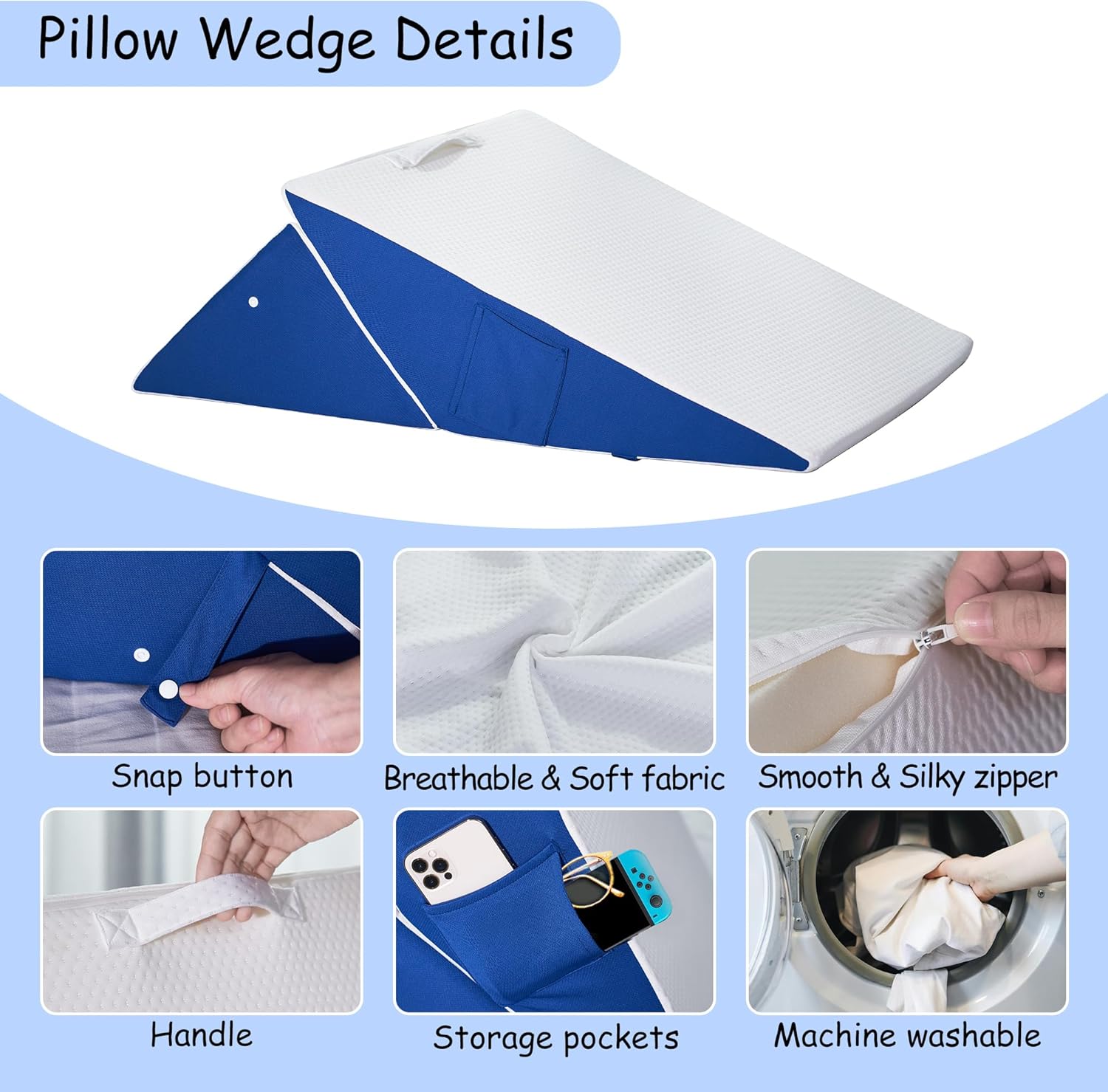 Jakoola 7-in-1 Adjustable Bed Wedge Pillow 1